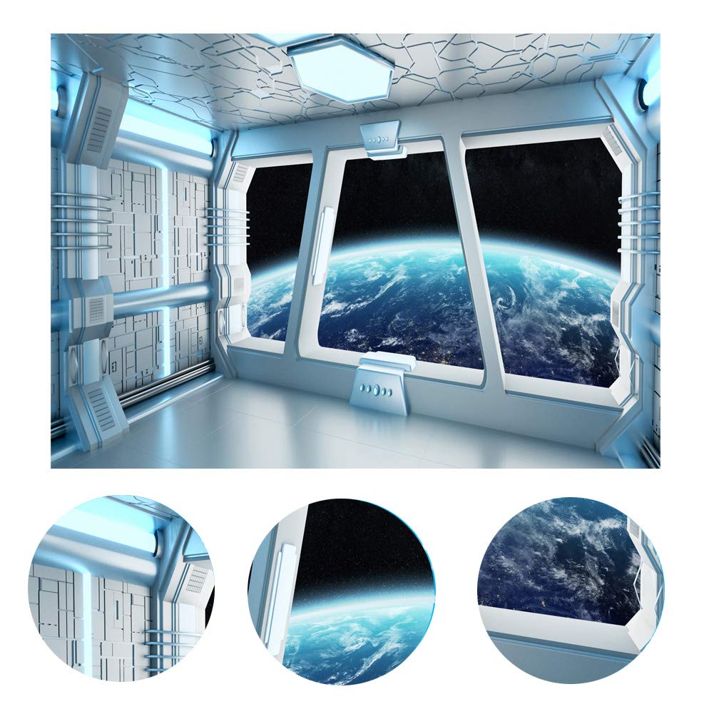 Lywygg 10X8Ft Vinyl Spaceship Interior Background Futuristic Science Fiction Photography Backdrops Spacecraft Cabin Photo Shoot Studio Props Astronomy Universe Galaxy Outer Space Station Cp 214 1008