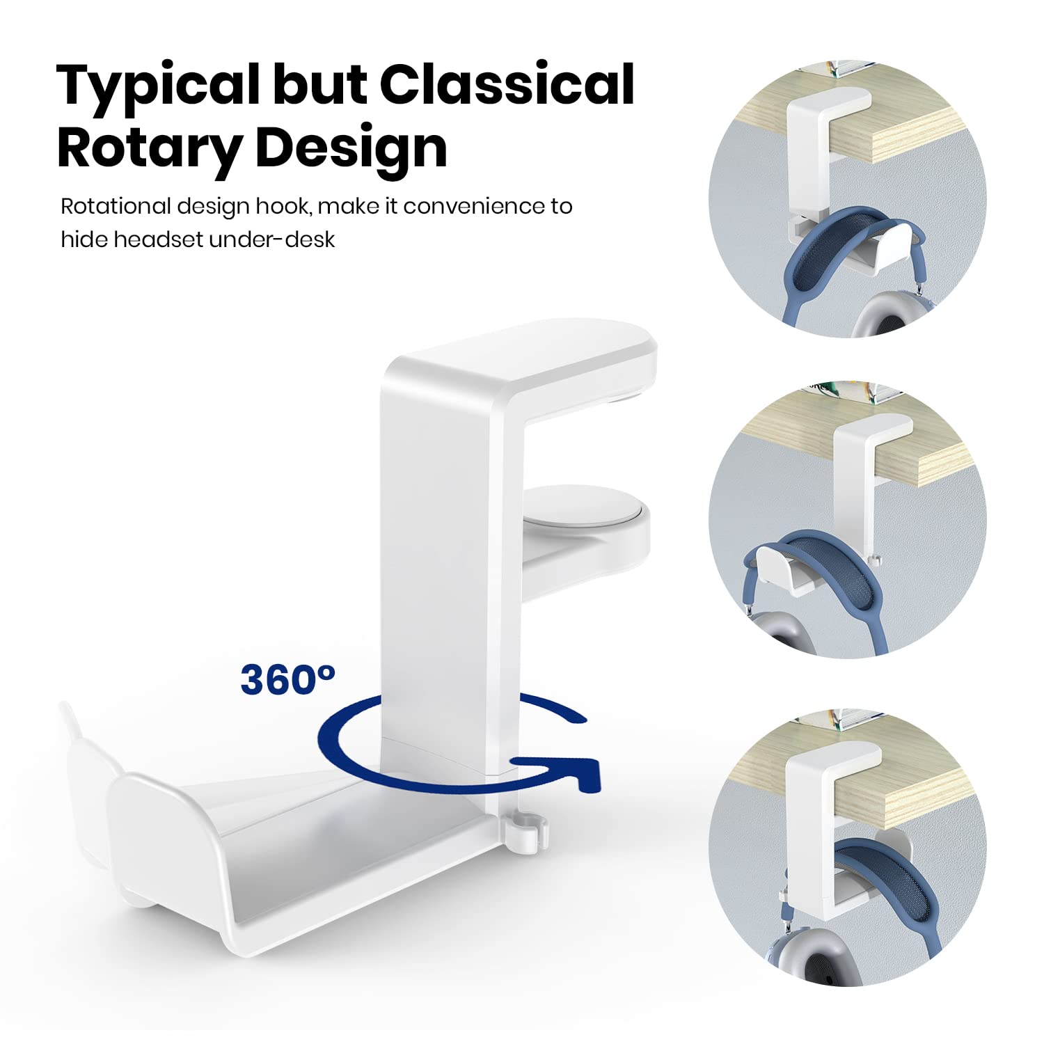 Rotating Headphone Stand   Eurpmask Pc Gaming Headset Stand, Adjustable Clamp On Headphone Holder, Headphone Hanger Hook Under D