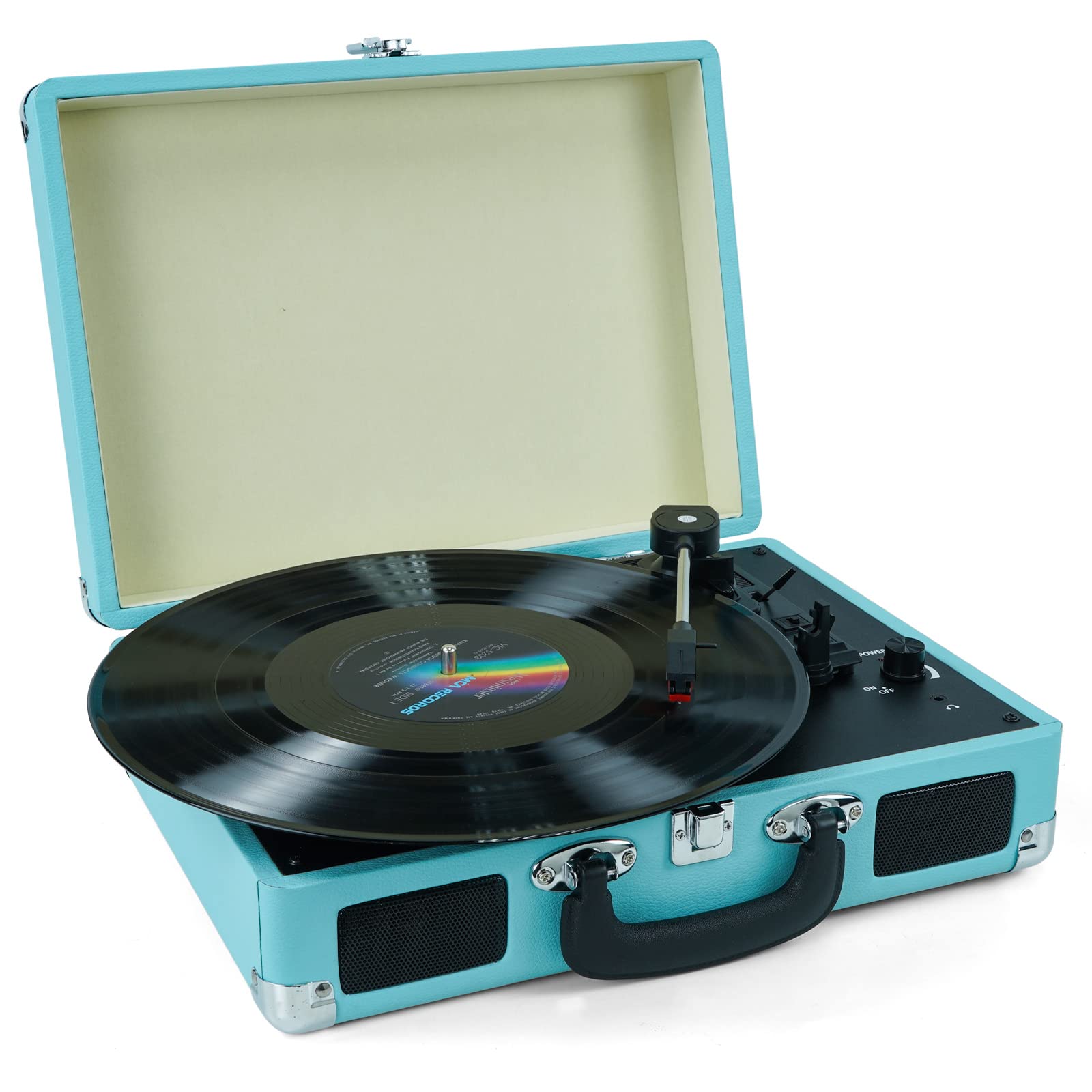 Vinyl Record Player, 3 Speeds Suitcase Portable Record Player With Built In Speakers, Vintage Belt Driven Turntable With Rca Out
