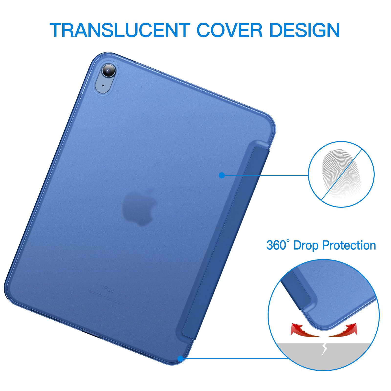 Jetech Case For Ipad (A16) 11Th/10Th Generation (2025/2022), Slim Stand Hard Back Shell Cover With Auto Wake/Sleep (Navy)