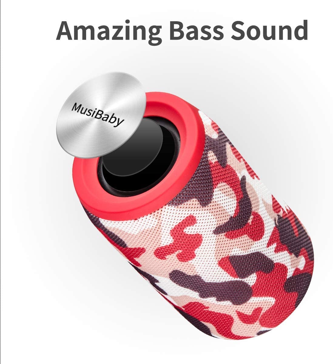 Bluetooth Speaker,Musibaby Speaker,Wireless,Waterproof,Outdoor,Portable Speaker,Dual Pairing,Loud Stereo,Booming Bass,24H Playtime Wireless Speaker For Home,Iphone,Party,Gifts(Camo Red)