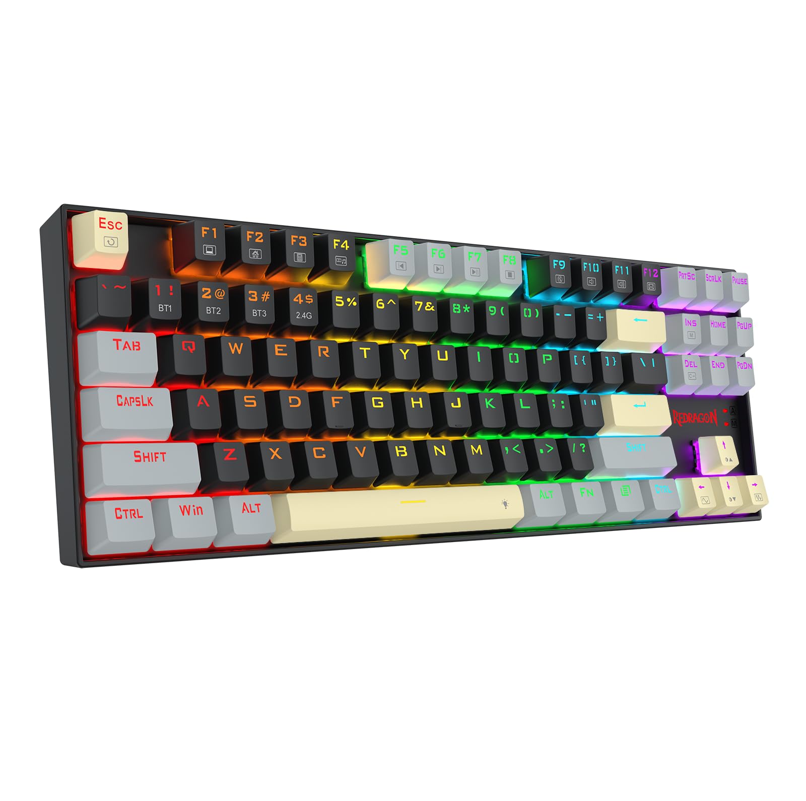 Redragon Wireless Gaming Keyboard, Bt/2.4Ghz Tri-Mode Mechanical Keyboard With Aluminum Pannel, Hot-Swap Red Switch, Programmabl
