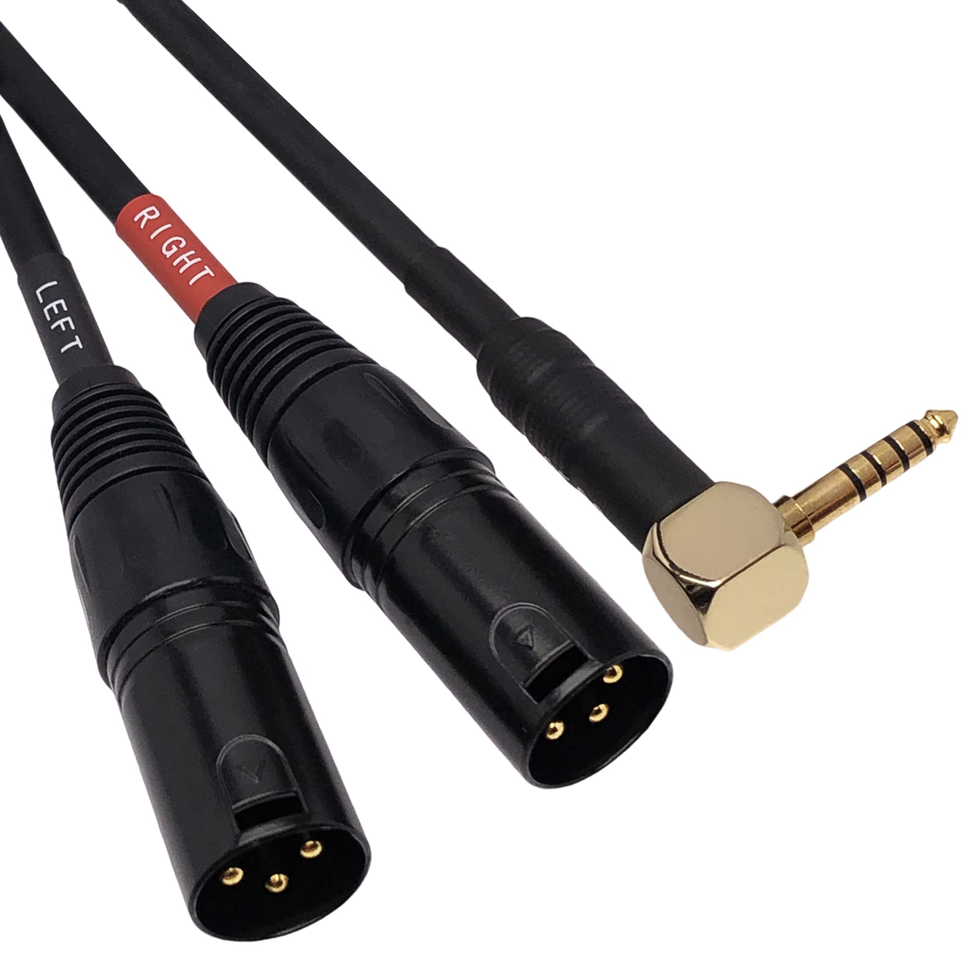 Cess 258 Right Angle 4.4Mm Balanced Male To Dual Xlr Male Plugs Adapter Cable   Shielded With Metal Housings & Heat Shrink Protection, High Fidelity Audio, Durable Design