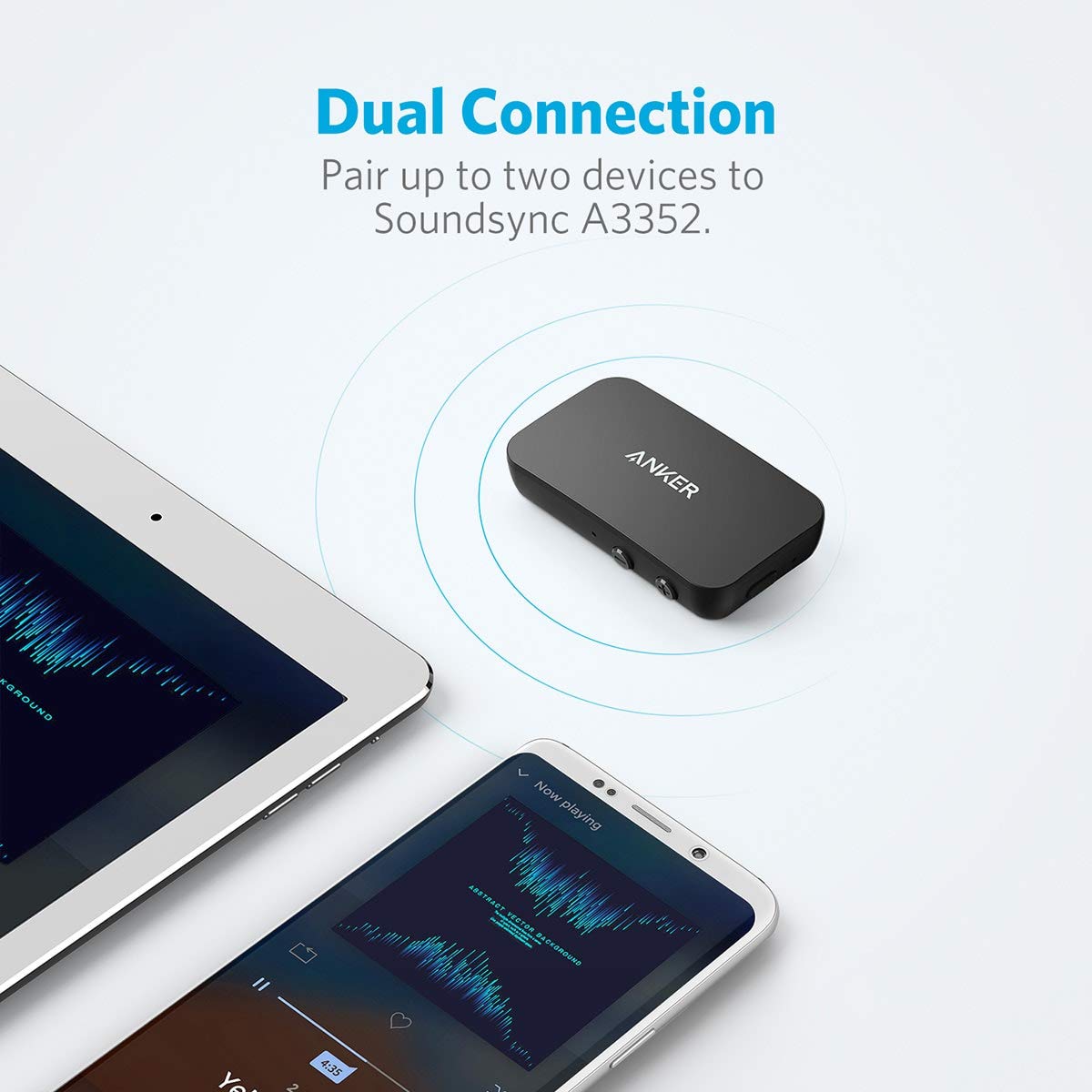 Anker SoundSync Bluetooth Receiver - Bluetooth 5.0, Dual Device, Handsfree Calls, 12-Hour Battery, Black, Small for Car & Home Audio