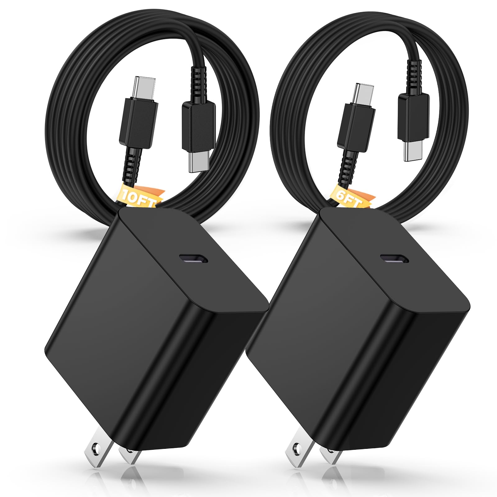 Qziiw 45W Super Fast Charger Type C,2 Pack 45 Watt Usb C Pd/Pps Wall Charging Block,6/10 Ft Type C To Type C Cable For Samsung G
