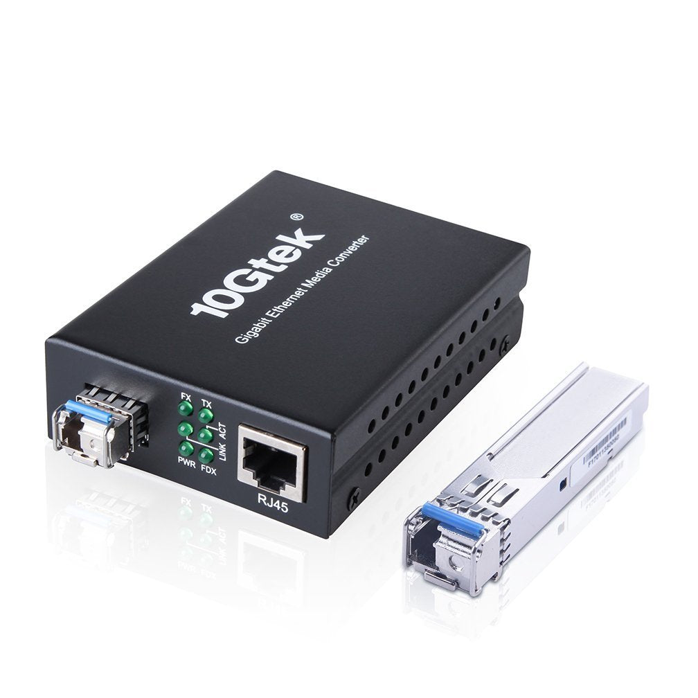 Ipolex A Pair Of Bidi Gigabit Single Mode Lc Fiber To Ethernet Media Converter, With Bidi Sfp Lx Module, 1310Nm/1550Nm, Smf, Up