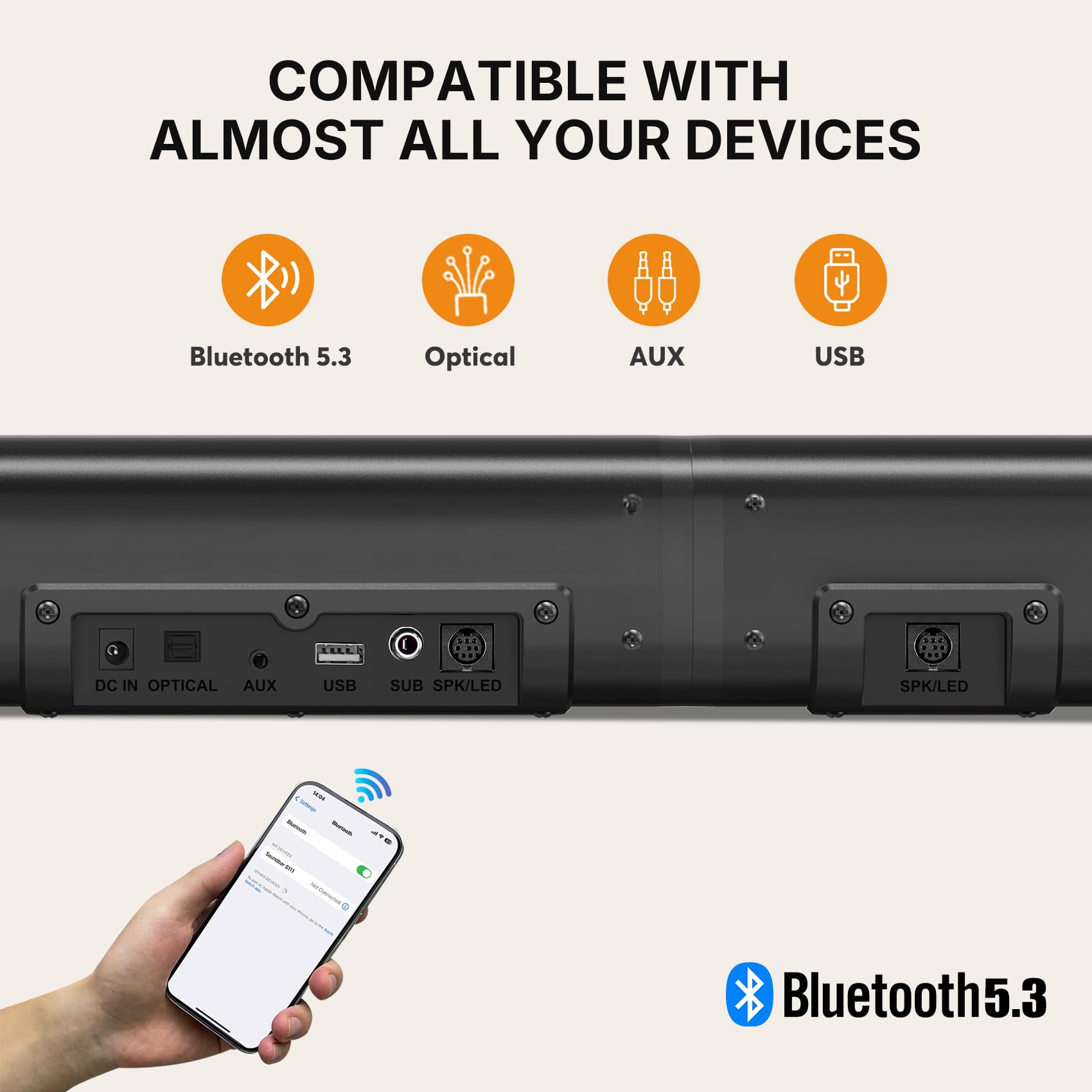 Wohome 2 In 1 Detachable Sound Bar With Subwoofers, 4.1 Channel Bluetooth Sound Bar For Smart Tv, Home Theater Surround Sound Sy