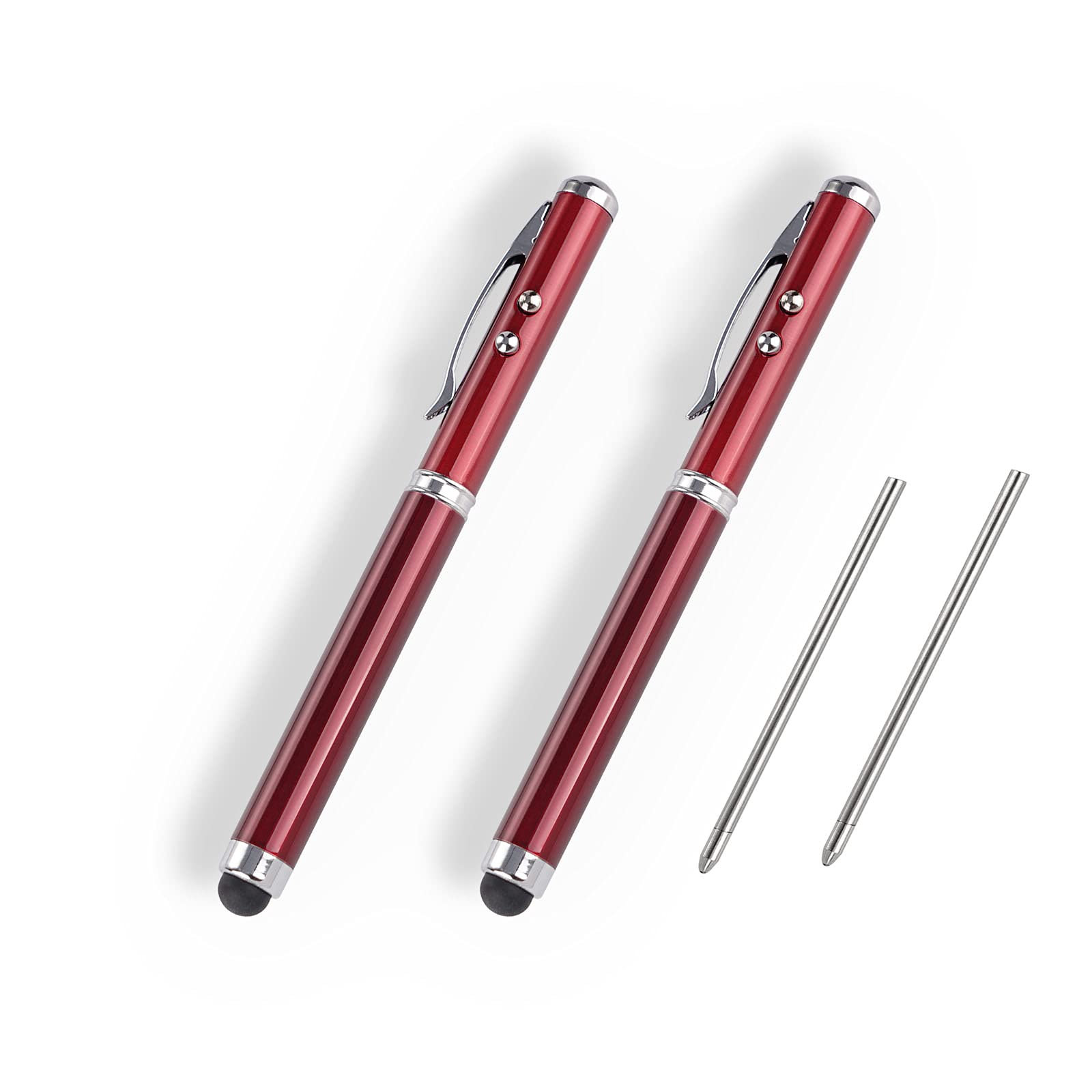 Metal Multi-Function Pen, Touch Screen Stylus, Flashlight with White Light, Infrared, Creative Christmas and Birthday Gifts (2 R