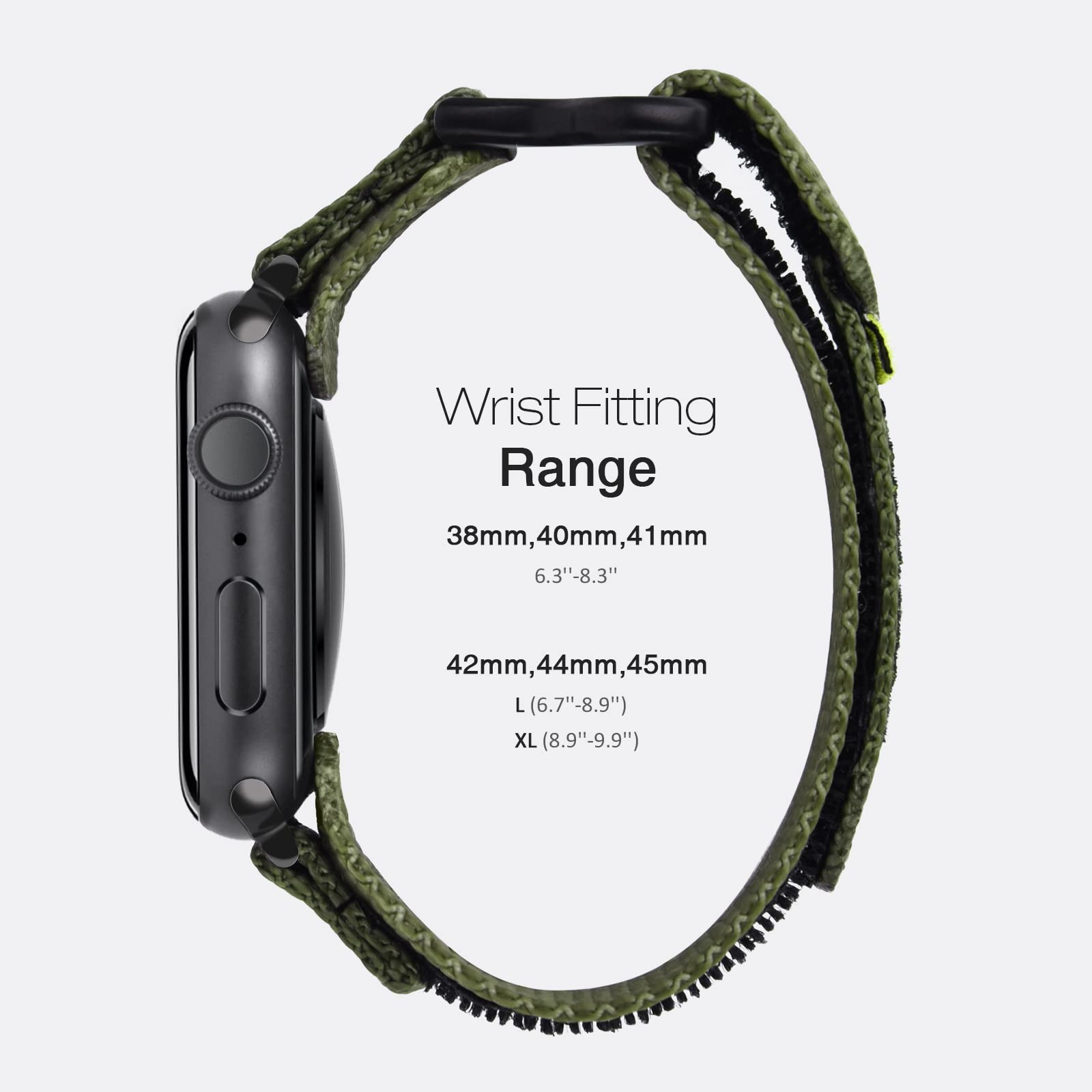Nereides Compatible With Apple Watch Band Series 8/7/6/5/4/3/2/1/Se, Nylon Sports Strap With Woven Design For 42Mm/44Mm/45Mm 38Mm/40Mm/41Mm (42Mm/44Mm/45Mm Xl, Army Green)