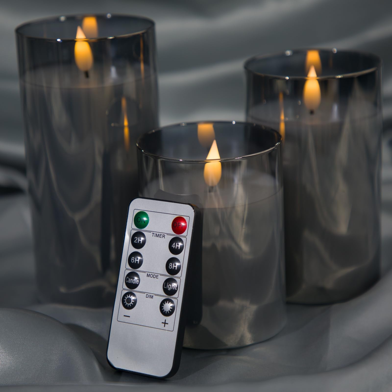 Yinuo Candle Flameless Led Candles Flickering, Battery Operated Candles With Timer Remote, Glass Effect Candles Warm Color Movin