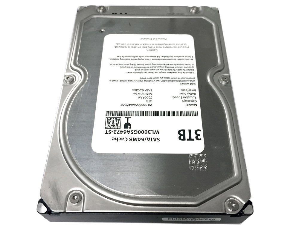 Wl 3Tb 7200Rpm 64Mb Cache Sata 6.0Gb/S 3.5'' Desktop Hard Drive (For Server, Raid, Nas, Dvr, Desktop Pc) W/1 Year Warranty