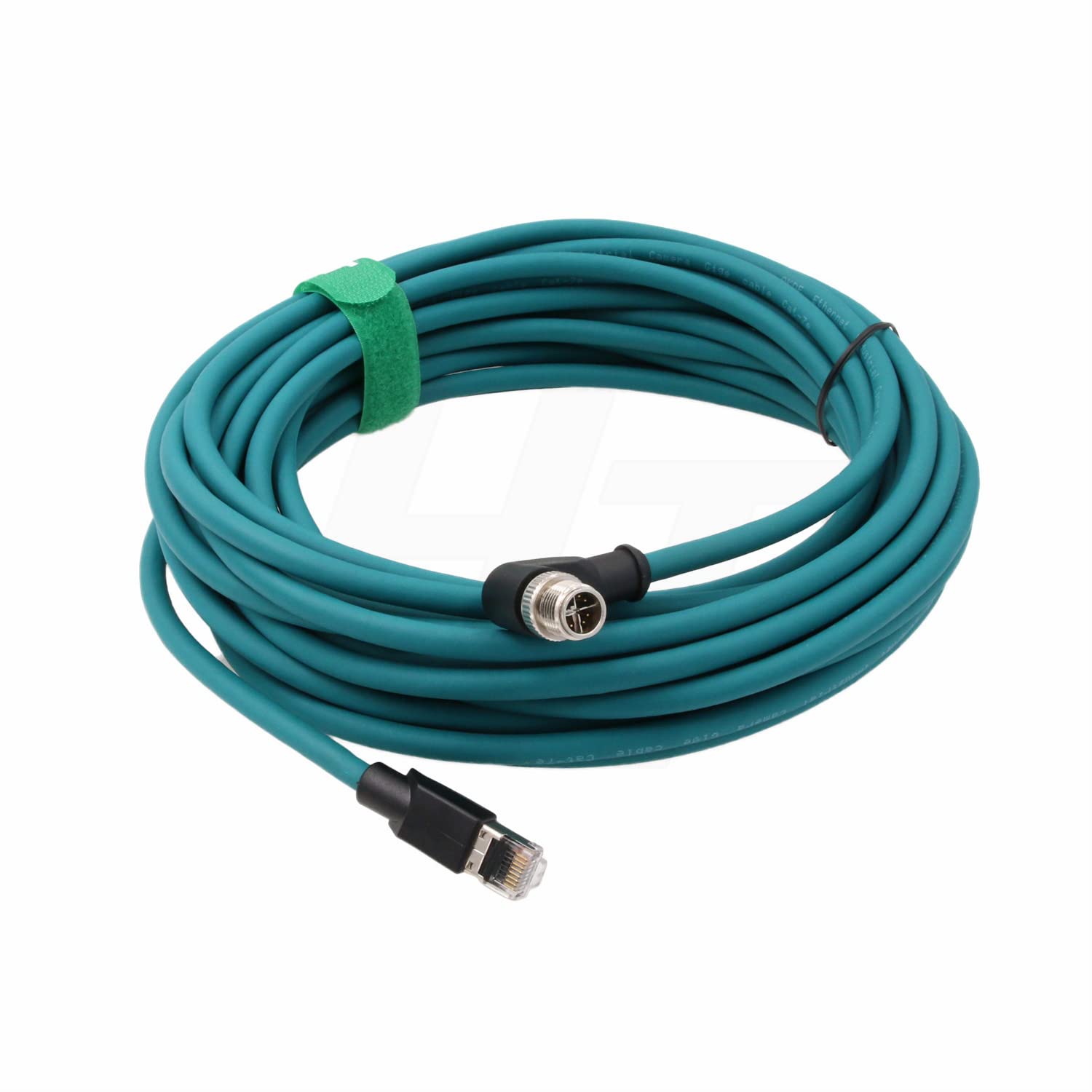 Hangton M12 Gige Ethernet 8 Pin X Code Rj45 Cable Cat7E For Cognex Basler Baumer Sick Keyence Datalogic Microscan Vision Camera Sensor Reader, Right Angle 90 Degree (20M)