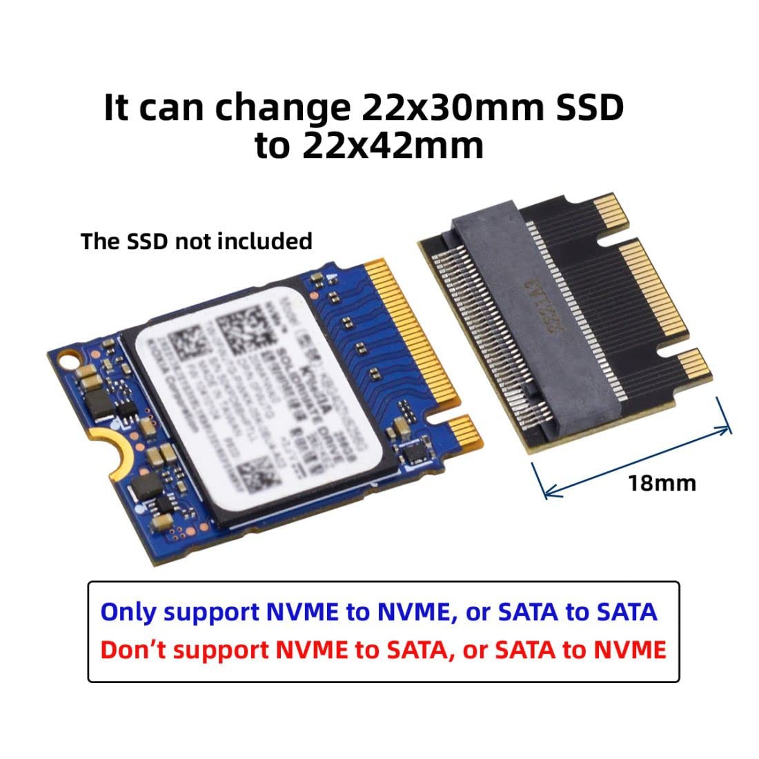 chenyang M.2 2230 to 2242 Extension Adapter NGFF B+M Key NVME M-Key Copper Black