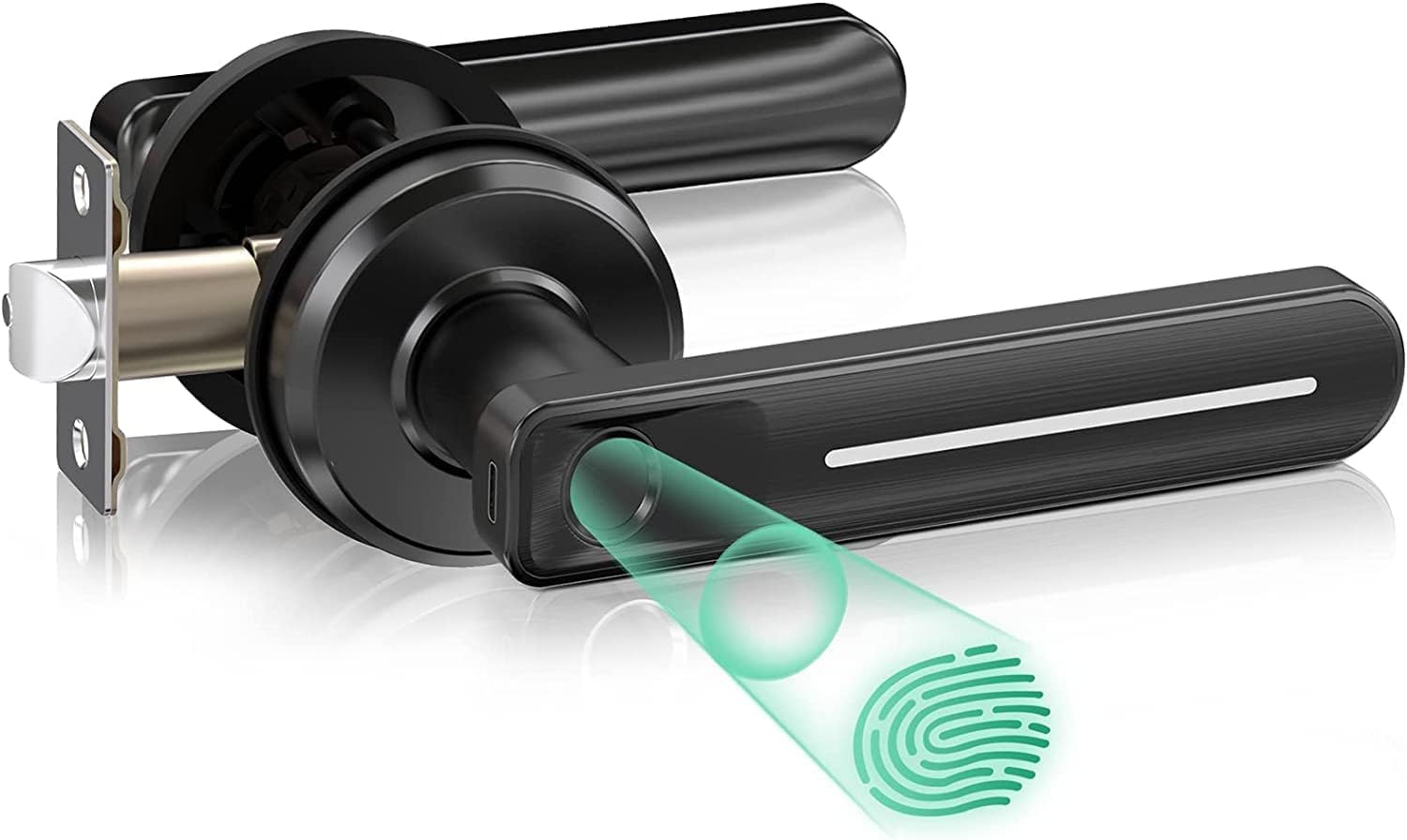 Geektale Fingerprint Door Lock, Biometric Door Lock Keyless Entry Door Locks With Handle, Smart Door Handle Fingerprint Door Kno