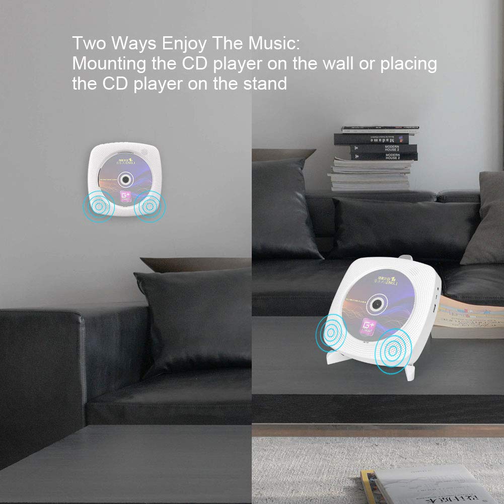 Cd Player, Bluetooth Hifi Speaker, Usb Flash Player, Aux Line In Audio Boombox, Fm Radio, Portable, Wall Mountable And Desk Stan