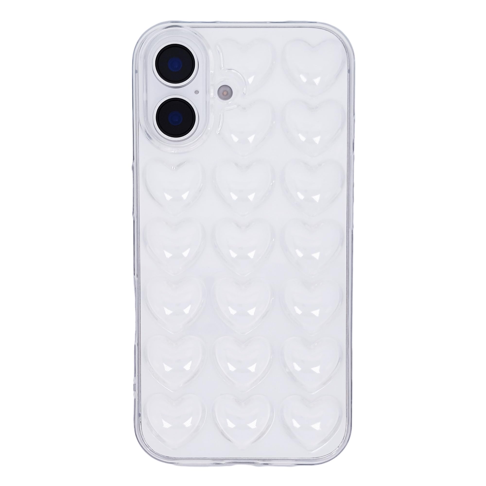 Dmaos For Iphone 16 Case For Women, 3D Pop Bubble Heart Kawaii Gel Cover, Cute Girly For Iphone16 6.1 Inch - Clear