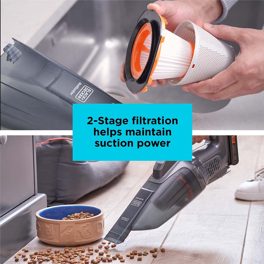 Black+Decker 20V Dustbuster, Cordless Handheld Vacuum, Home And Car Vacuum With Removable/Rechargeable Battery (Bchv001C1)
