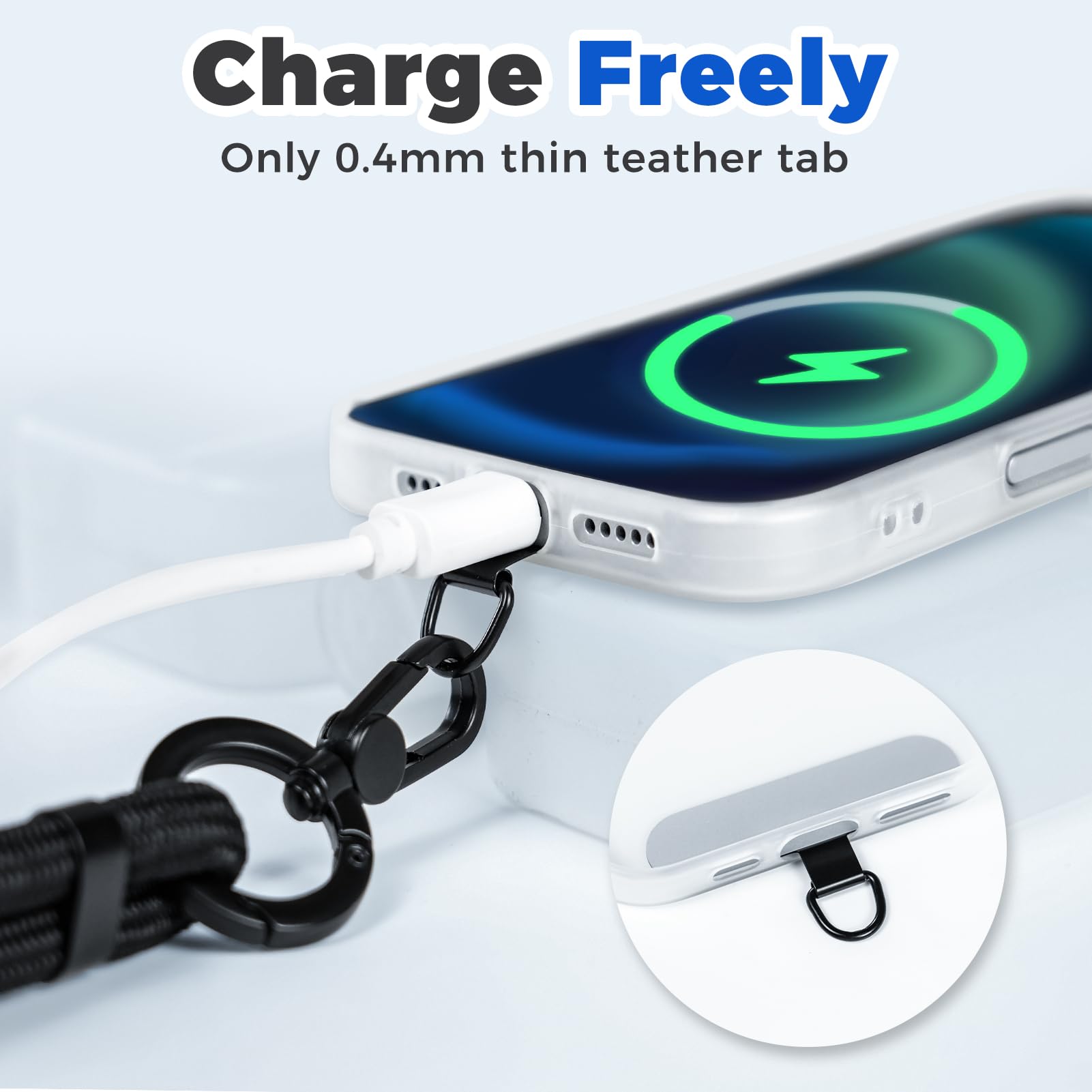 Moyad Crossbody Phone Lanyard, Anti-Theft Cell Phone Strap With 2 Pack Tether Tab For Iphone & Android Cellphones, Universal Adj