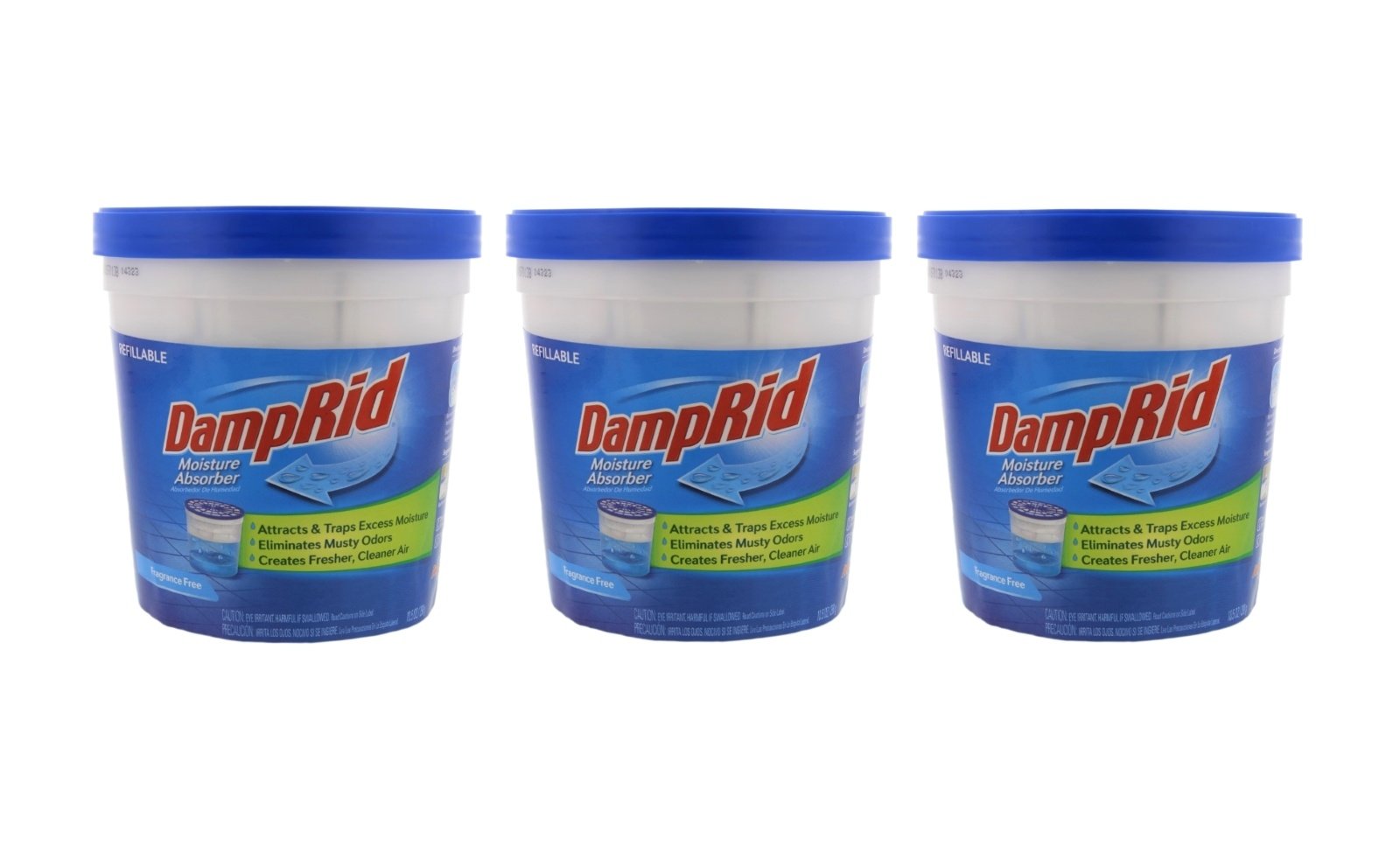DampRid Refillable Moisture Absorber, Fragrance Free, 10.5Ounce (Pack of 3)