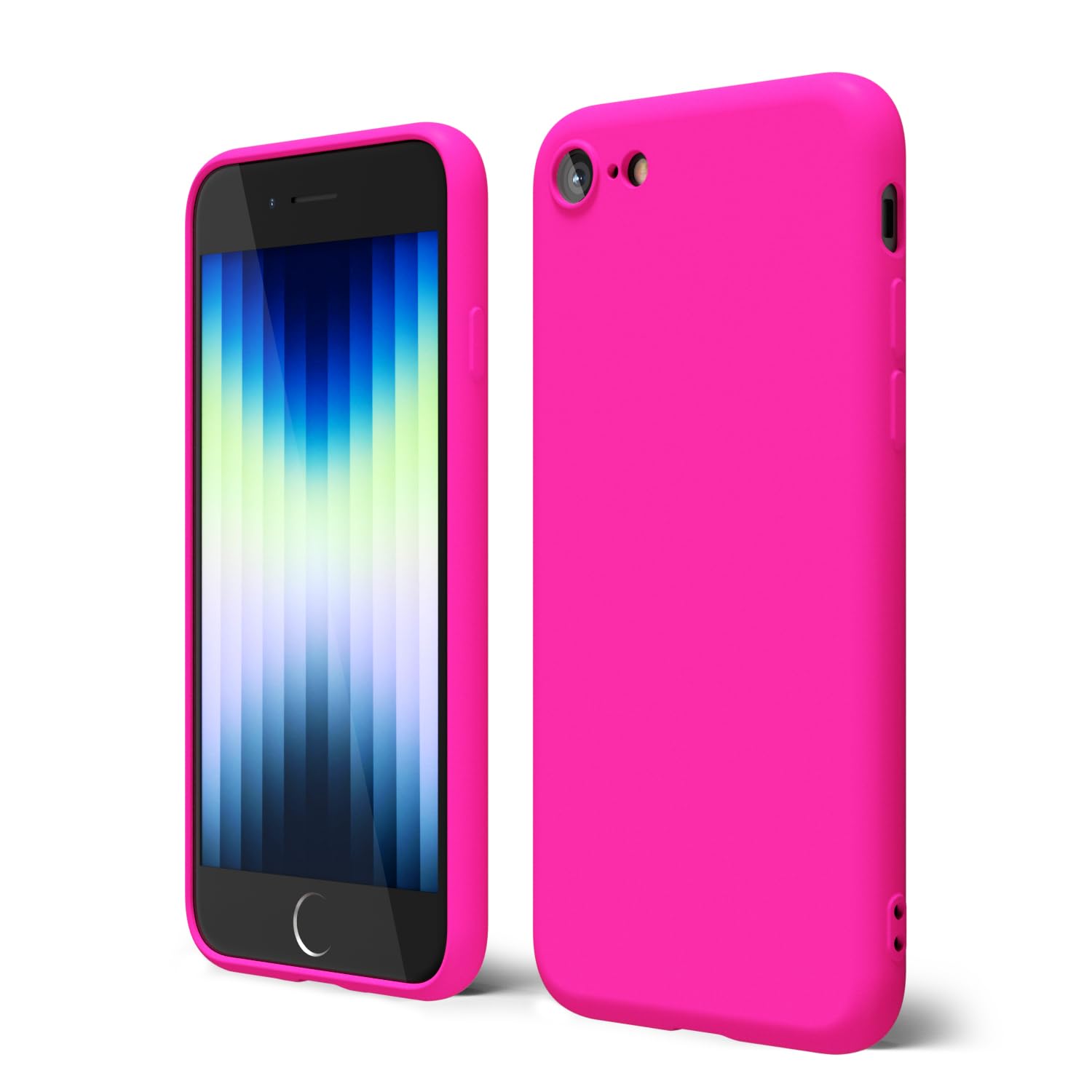 Oakxco For Iphone Se Case 3Rd Generation 2022/2020/2Nd Silicone, Iphone 7/8 Case, Neon Bright Solid Color, Soft Rubber Gel Elega