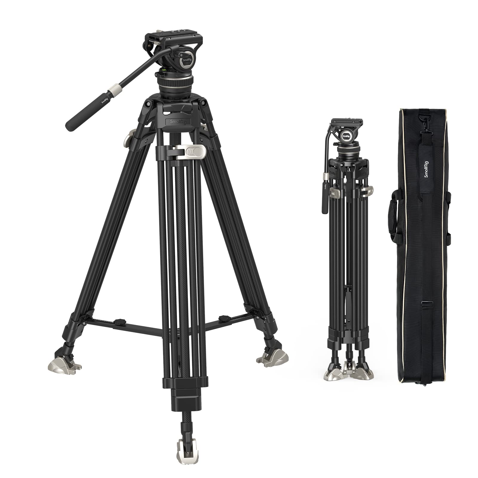 SmallRig AD-100 FreeBlazer Heavy-Duty Carbon Fiber Tripod System, 78 Video Tripod with One-Step Locking System, 360 Fluid Head a
