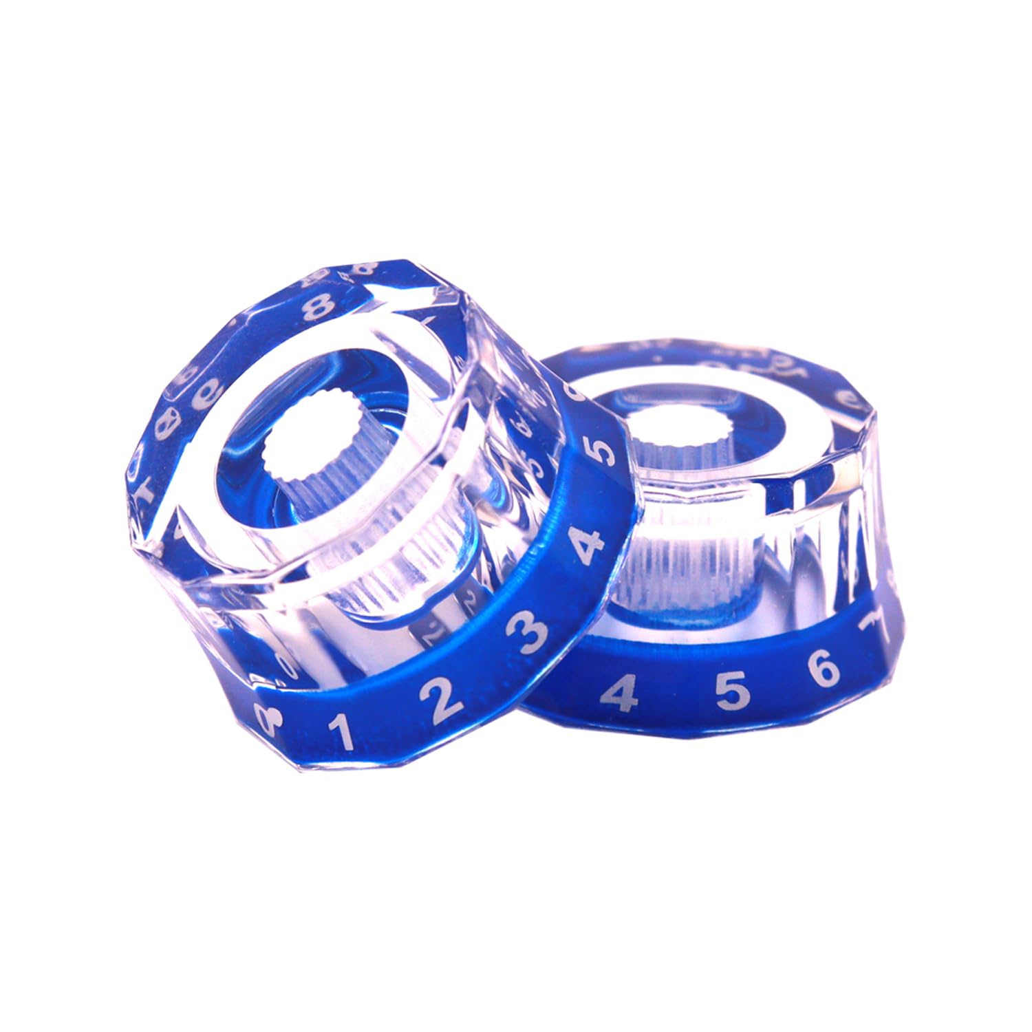 4Pcs Dodecagon Design Transparent Electric Guitar Knobs Clear Blue Speed Volume Tone Control Knob For Prs/Lp/Sg/Les Paul Guitar