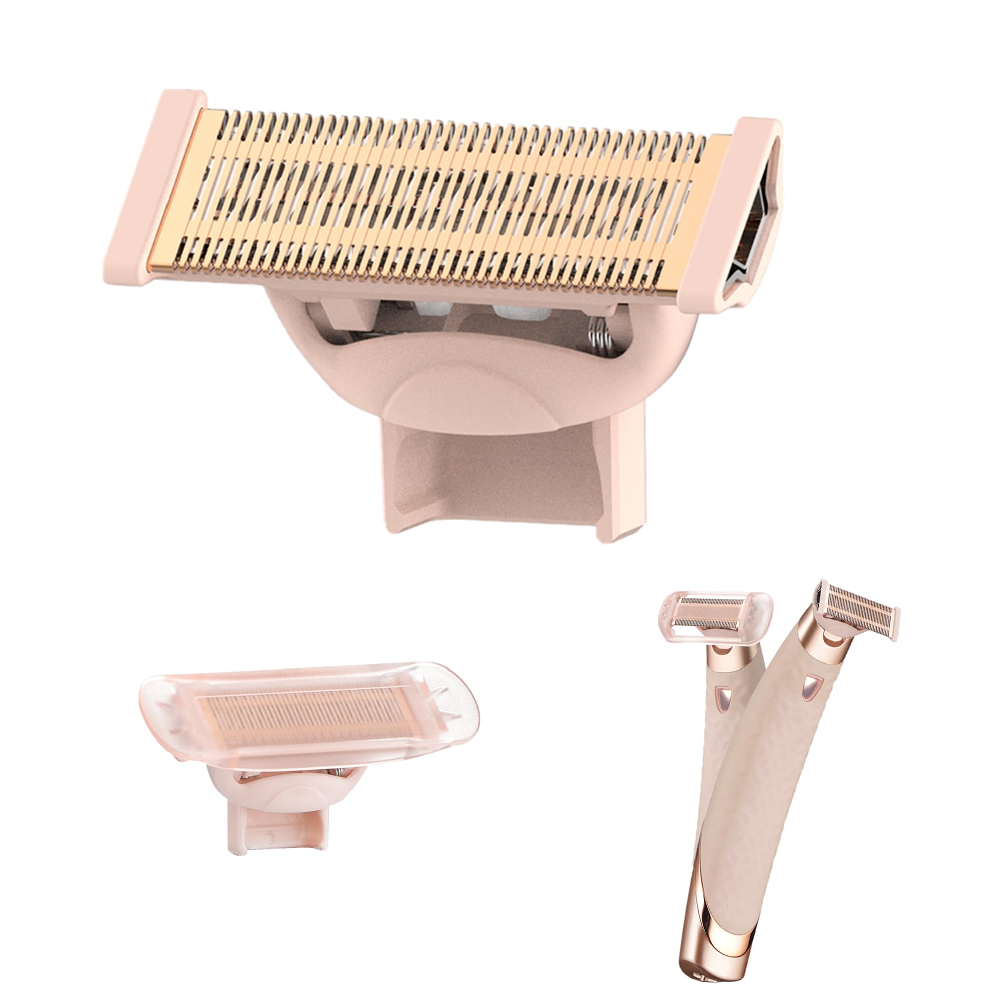 2 Pack Body Razor Replacement Heads For Flawless Nu Razor And Finish Touch Replacement Blades For Women,Rose Gold