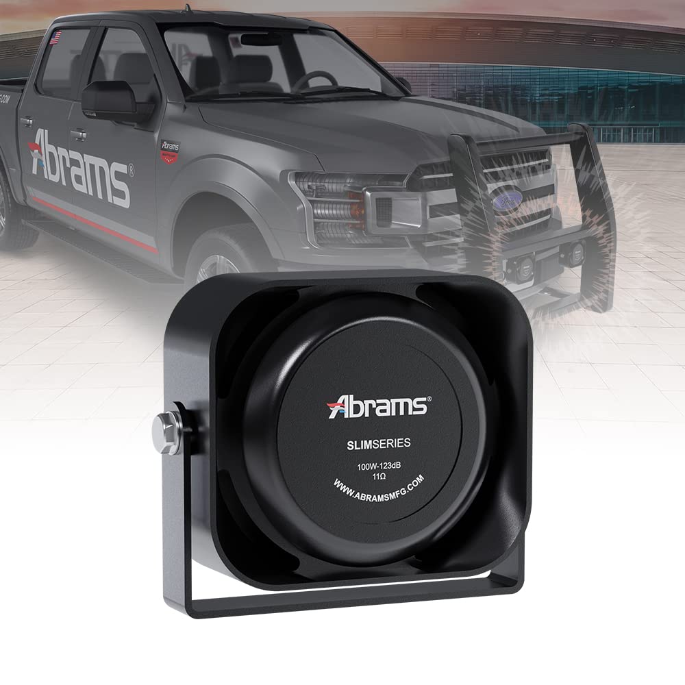 Abrams Abr S100 Compact 100W Siren Speaker High Performance (Capable With Any 100W Siren) Ultra Slim Low Profile