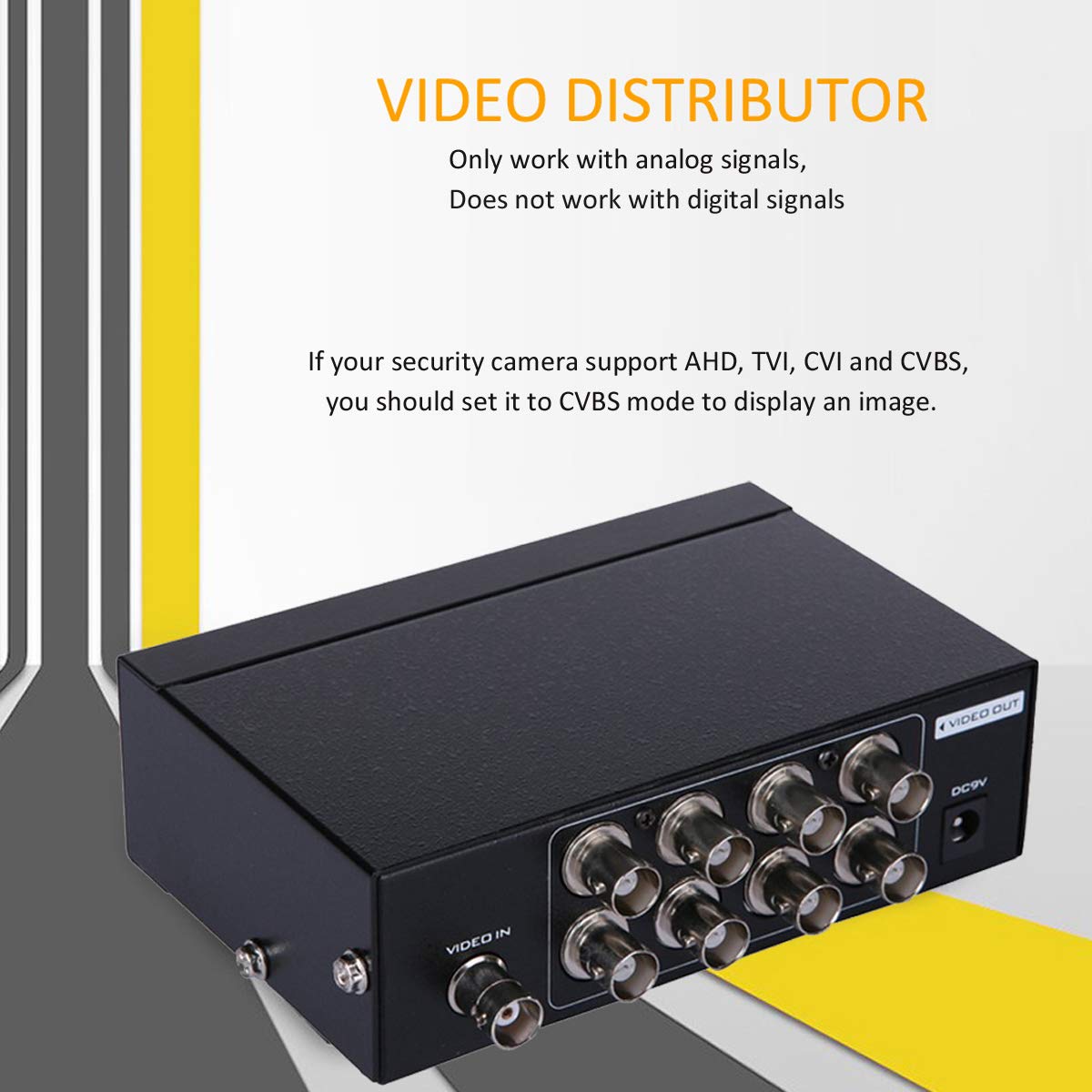 Auvipal 8 Port (1 Input 8 Output) Bnc Video Splitter Box 1080P Coaxial Distributor Amplifier For Video Monitoring System Cctv Se