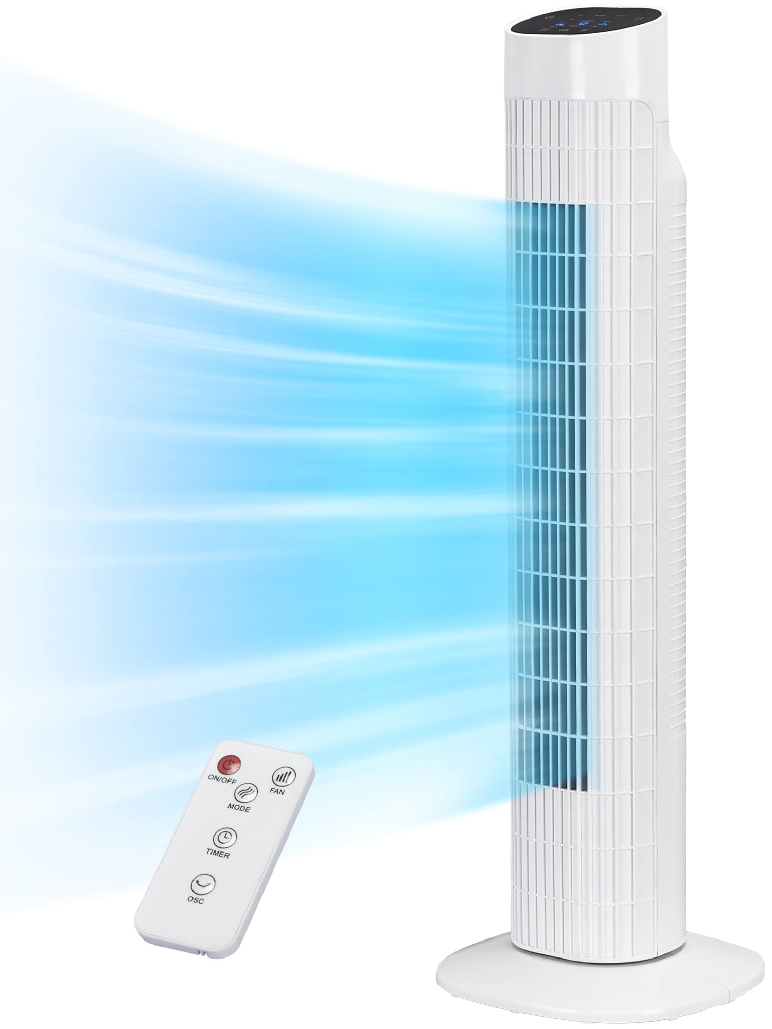 Uthfy 31'' Electric Tower Fan That Blow Cold Air, Quiet Cooling Fan With Oscillation 7.5H Timer,Portable Floor Bladeless Standin