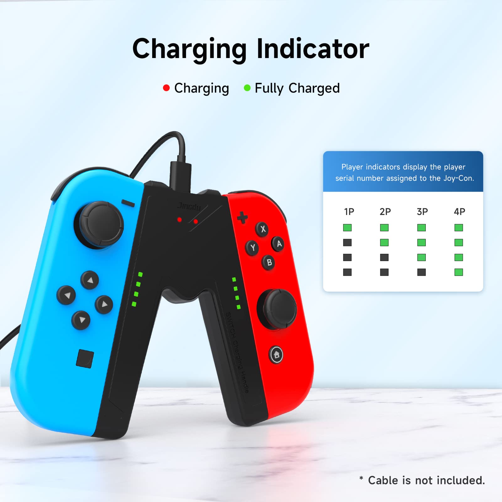 Jingdu Switch Joy-Con Charging Grip Compatible With Nintendo Switch Standard & Oled Model, Play While Charging, Portable V-Shape