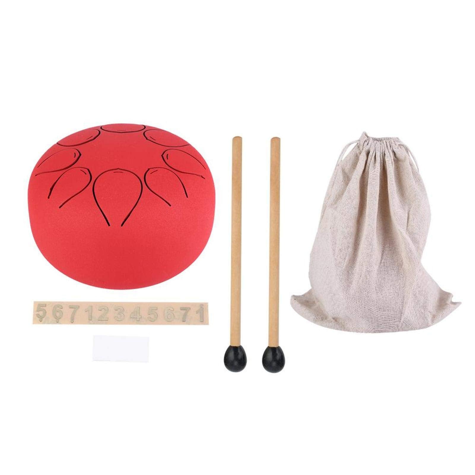 Handpan Drum, Stable Sturdy Drum, Yoga Meditation Confucian Dojo For Religious Buddhism Zen Tea Health(Red)