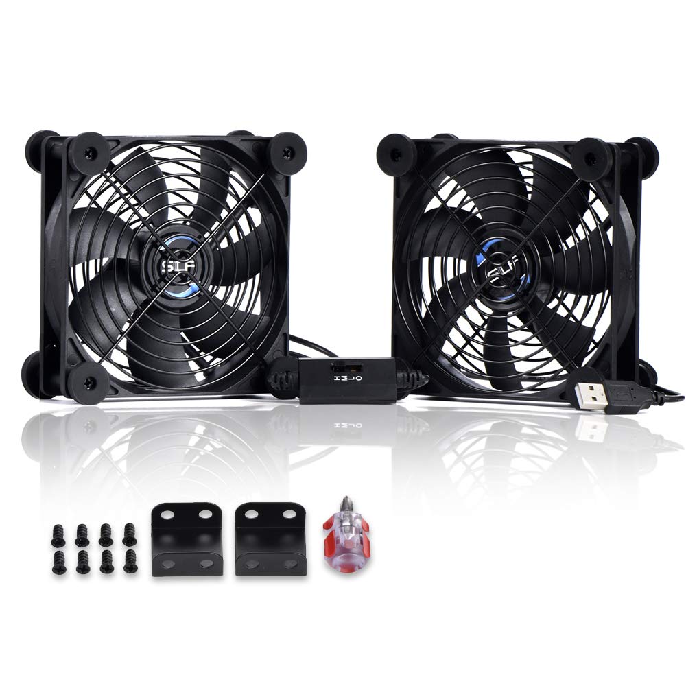 Scccf Dual 120Mm Usb Speed Control Fan, 5V Portable Cooling Fan For Flat Screen Tv Receiver Router Dvr Playstation Xbox Computer Cabinet Cooler