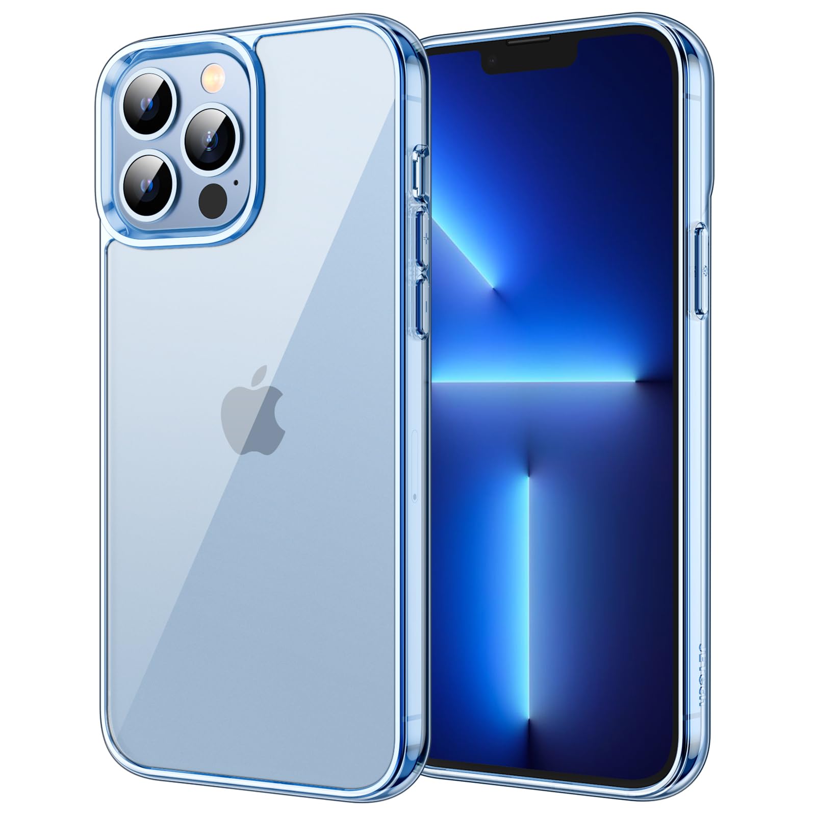Jetech Case For Iphone 13 Pro 6.1 Inch, Non Yellowing Shockproof Phone Bumper Cover, Anti Scratch Clear Back (Sierra Blue)