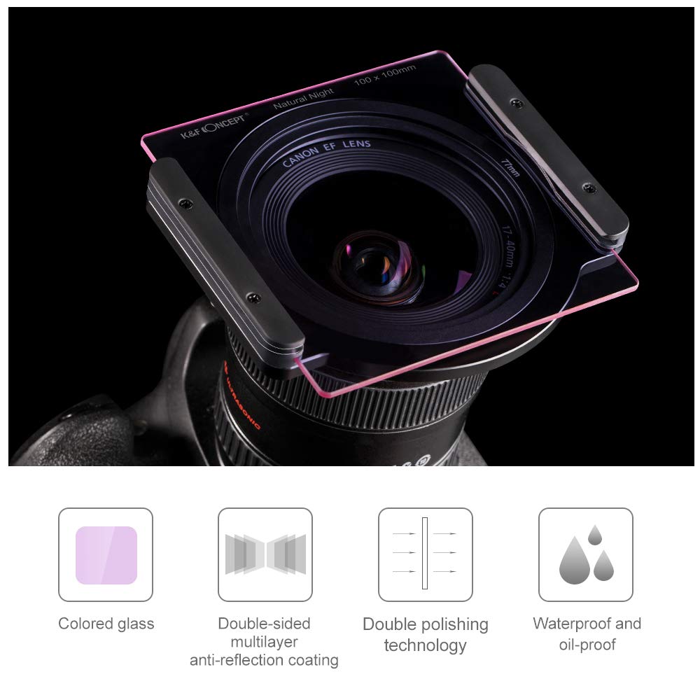 K&F Concept Natural Night Anti-Light Pollution Filter 100x100mm Glass 28 Multi-Layer Coated