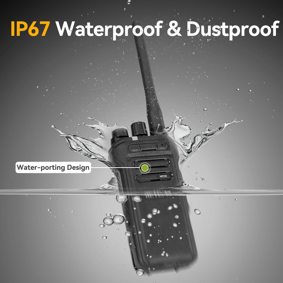 Retevis Nr30 Two Way Radios Long Range, Ip67 Waterproof Walkie Talkies Adults, Noise Cancelling, 700,000 Sq. Ft/50 Floor Range 2 Way Radio Set (6Pack)