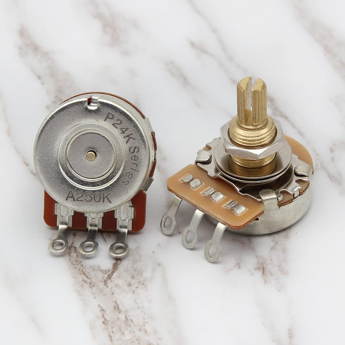 Fleor 250K Audio Pots 19Mm Long Split Shaft Guitar Potentiometer, Pack Of 2