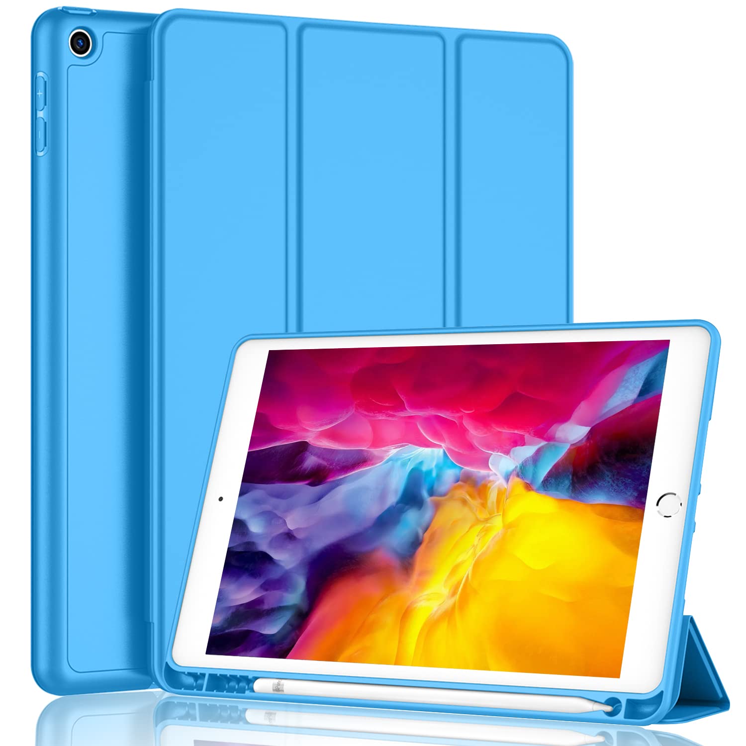 Imieet Ipad 9.7 Case (2018/2017 Model, 6Th/5Th Generation), Smart Cover With Pencil Holder And Soft Baby Skin Silicone Back And Full Body Protection, Auto Wake/Sleep Cover (Ocean Blue)