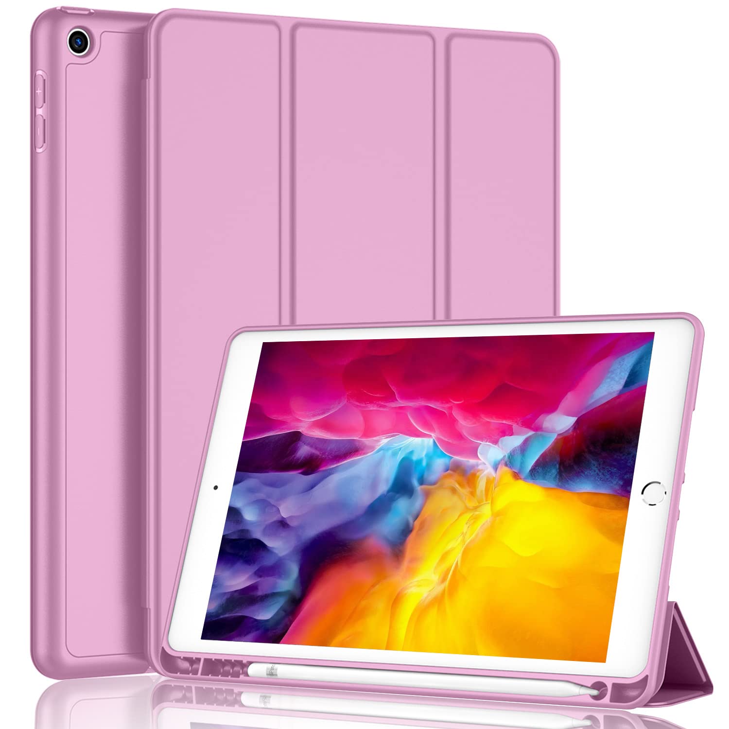 Imieet Ipad 9.7 Case (2018/2017 Model, 6Th/5Th Generation), Smart Cover With Pencil Holder And Soft Baby Skin Silicone Back And Full Body Protection, Auto Wake/Sleep Cover (Pastel Violet)