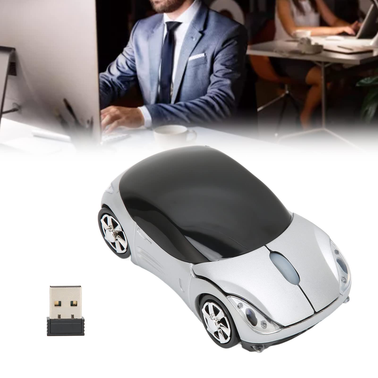 2.4Hz Car Mouse, Wi Fi Mouse With Usb Receiver, 3D Sports Car Mouse Optical Mouse For Laptop Pc Tablet Gaming Office Win 7 Linux