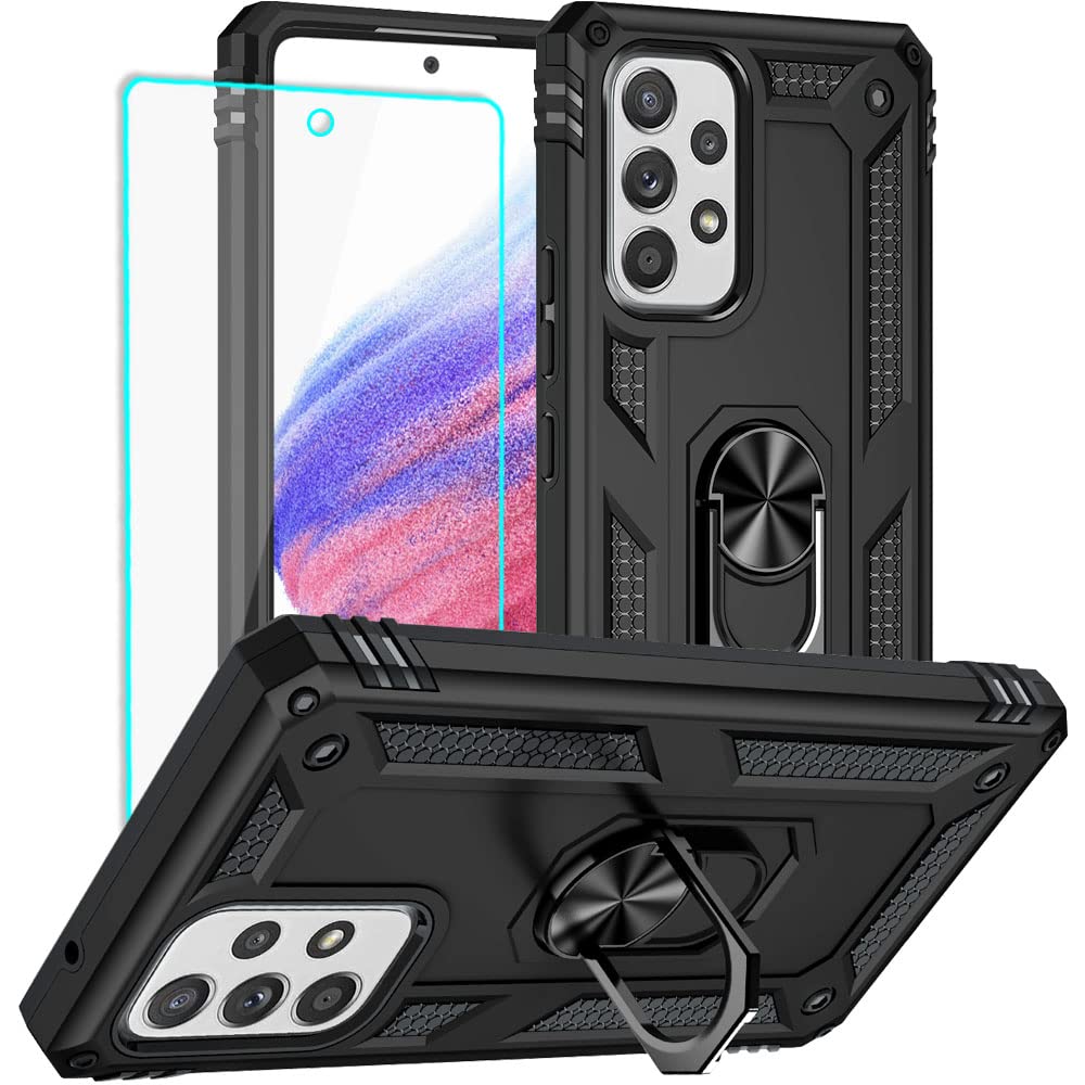 Yiakeng Samsung A53 5G Case, Galaxy A53 5G Case with HD Screen Protector, Military Grade Protective Cases with Ring for Samsung 