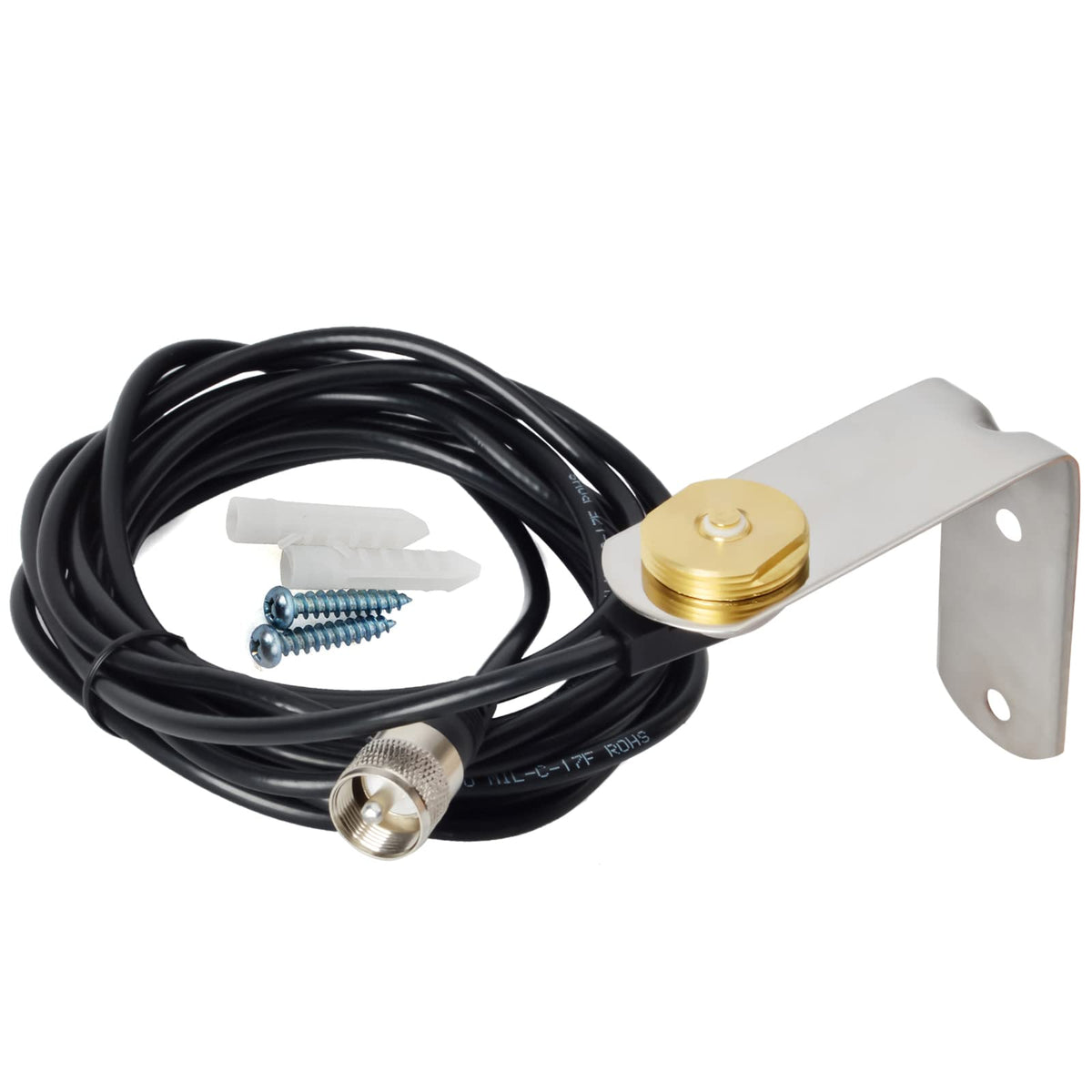 Hys Tcj N1 3/8'' To 3/4'' Hole Mount With Nmo Bracket L Shape Fender Mount 13'/About 4M Rg 58 Coax Cable Nmo To Pl259 For All Vh