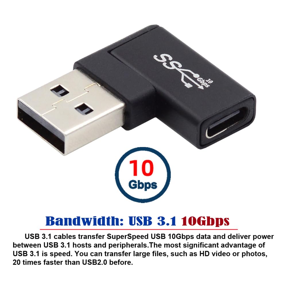 Nfhk Usb C Type C Female To Usb 3.0 A Male Data Adapter Flat Horizontal 90 Degree Right Angled For Laptop Desktop