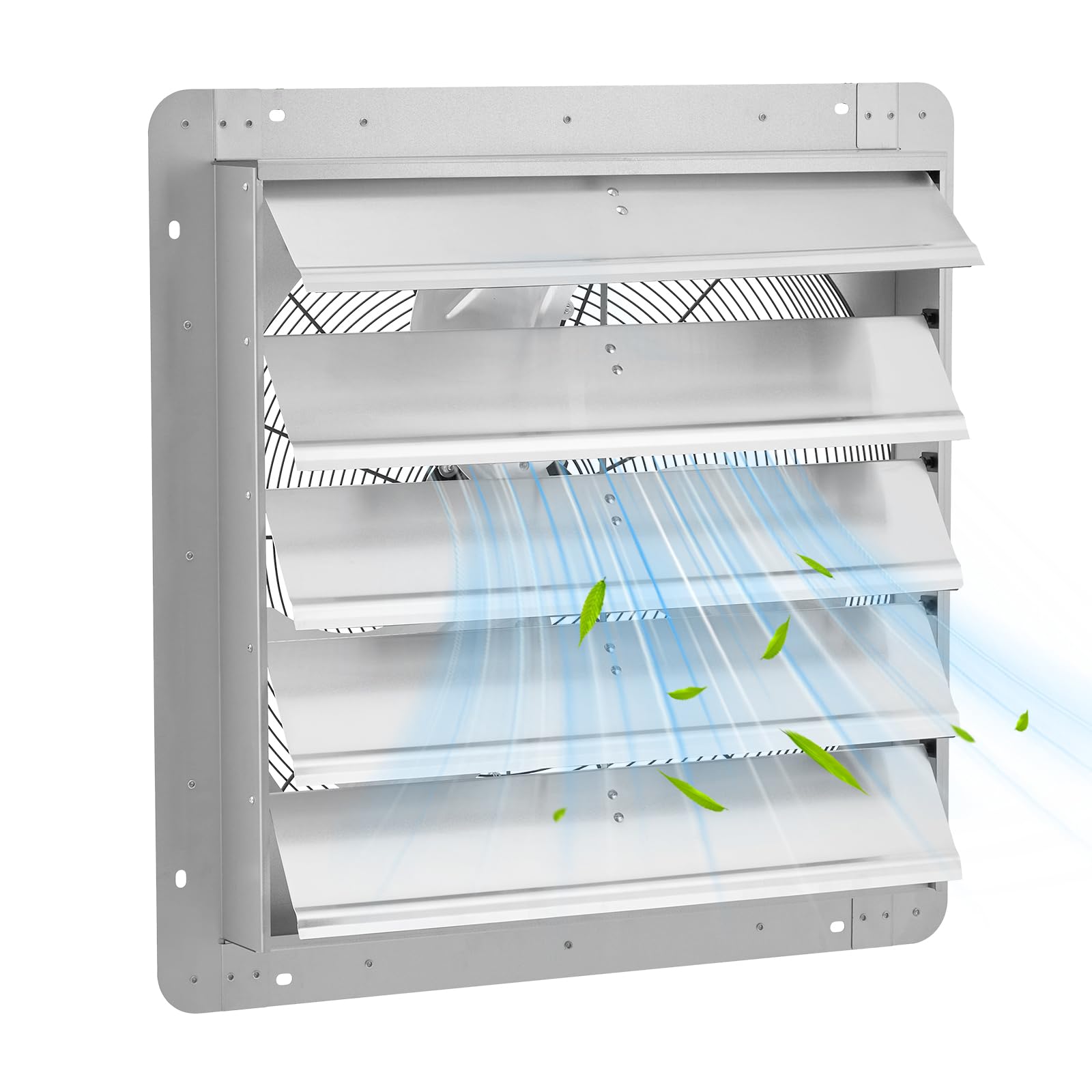 Garvee 20 In Shutter Exhaust Fan, Wall Mounted Shutter Exhaust Fan Aluminum, 3500 CFM High Speed Louvered Vent Fan with Automati