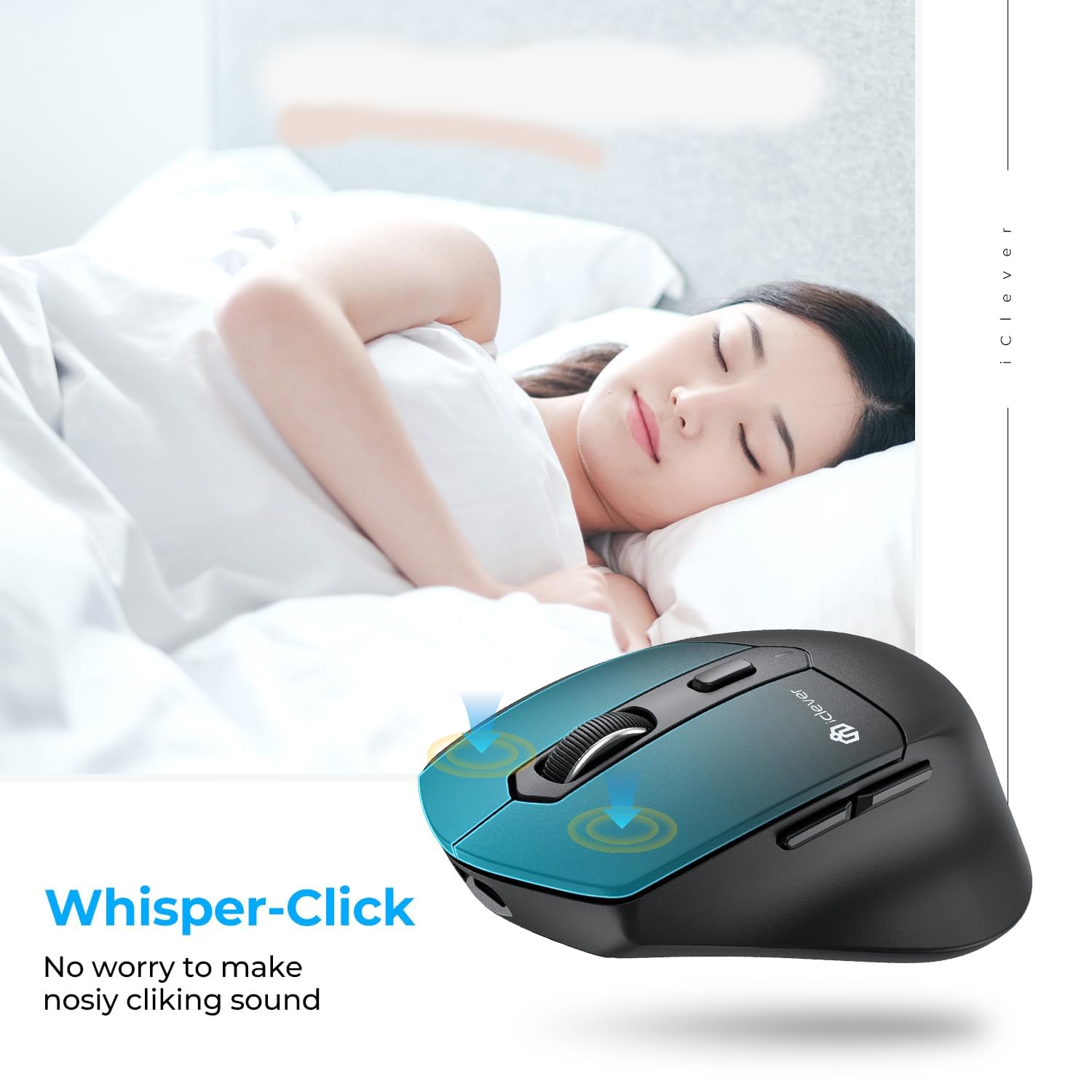 Iclever Bluetooth Mouse, Md360 Wireless Ergonomic Mouse With Mouse Jiggle, Rechargeable Computer Mouse For Multi Devices(Bt+2.4G