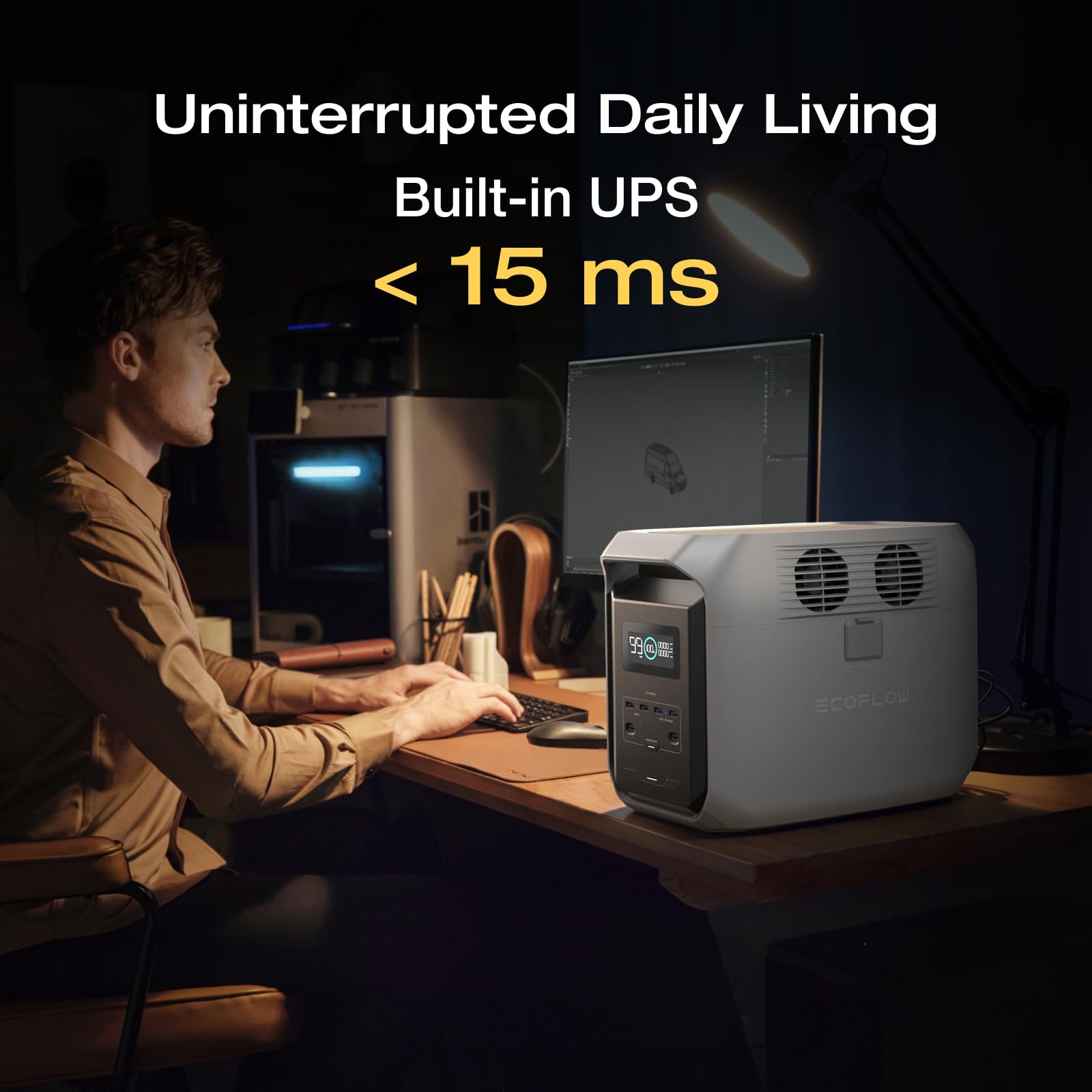 Ef Ecoflow Portable Power Station Delta 3 1500, 1536Wh Lifepo4 Battery Power Station, 6X1800W (X-Boost 2200W) Ac Outputs, Ultra-