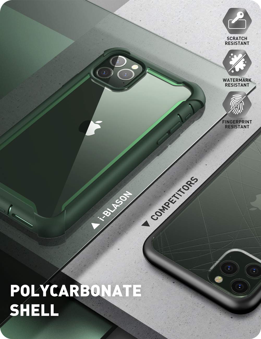 I-Blason Ares Case For Iphone 11 Pro Max Clear Bumper Case Green | 2019 Release, Dual Layer, Rugged, With Built-In Screen Protec