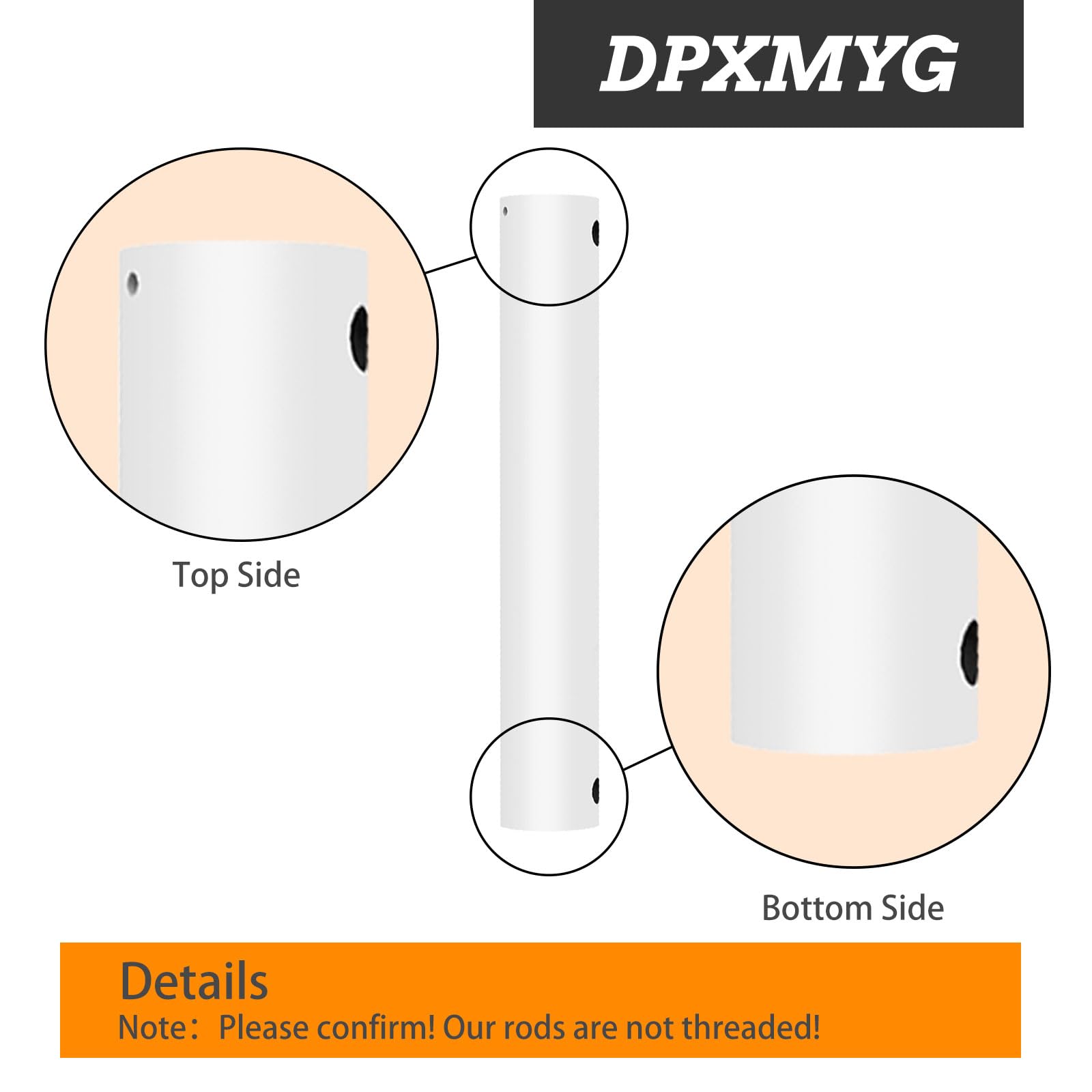 Dpxmyg 24 Inch Ceiling Fan Downrod With Extension Cord, 2 Ft White Downrod For Ceiling Fan, 1 Inch Outside Diameter, Ceiling Fan