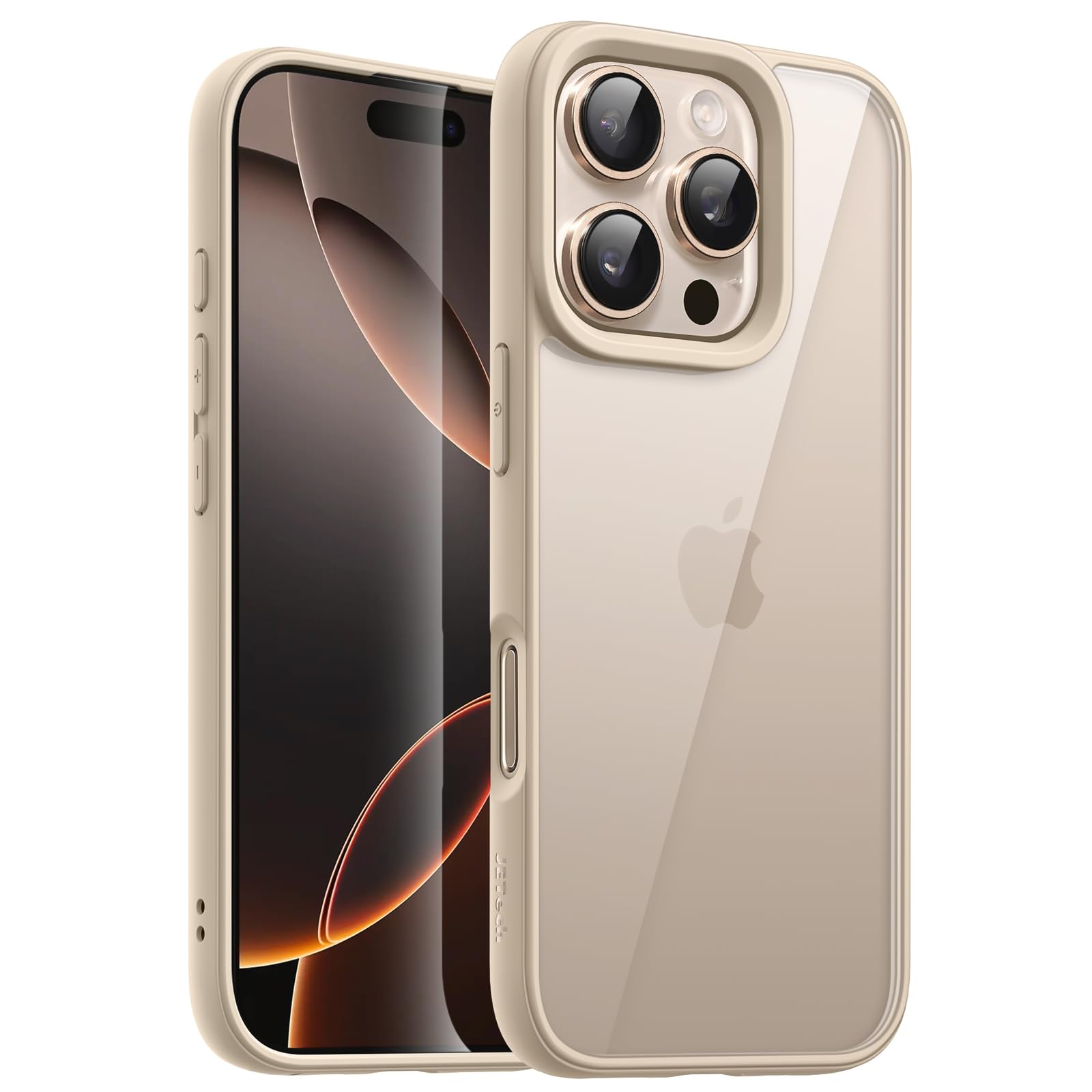 JETech Case for iPhone 16 Pro 6.3-Inch, Shockproof Phone Bumper Cover, Solid Color Matte TPU Frame, Anti-Scratch Clear Back (Des