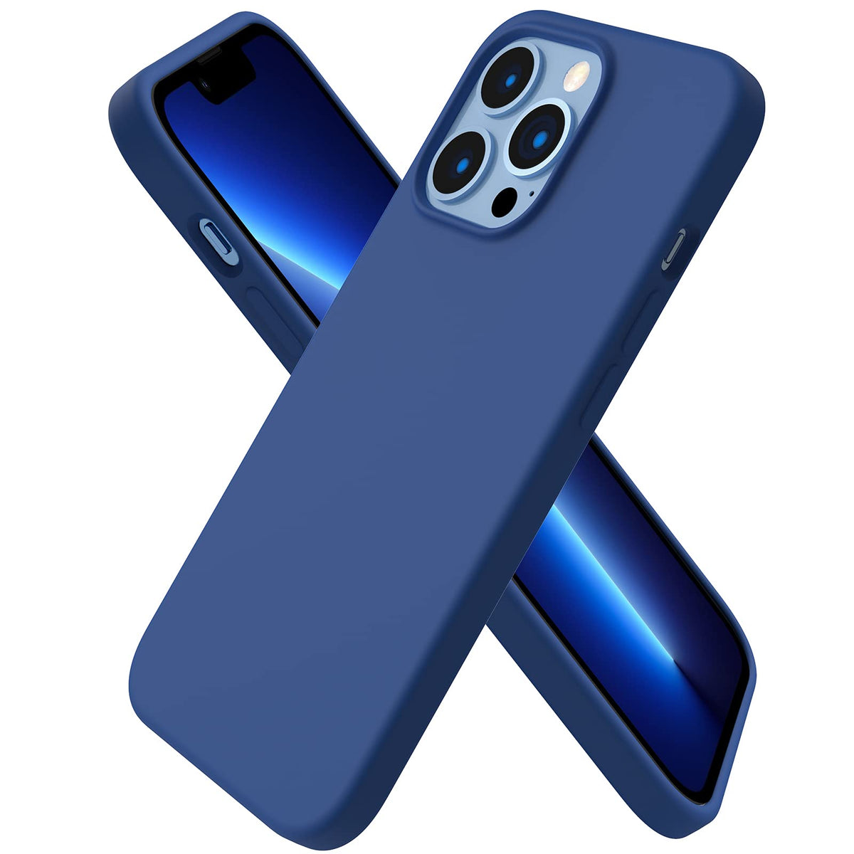 Ornarto Compatible With Iphone 13 Pro Case 6.1, Slim Liquid Silicone 3 Layers Full Covered Soft Gel Rubber Case Cover 6.1 Inch R